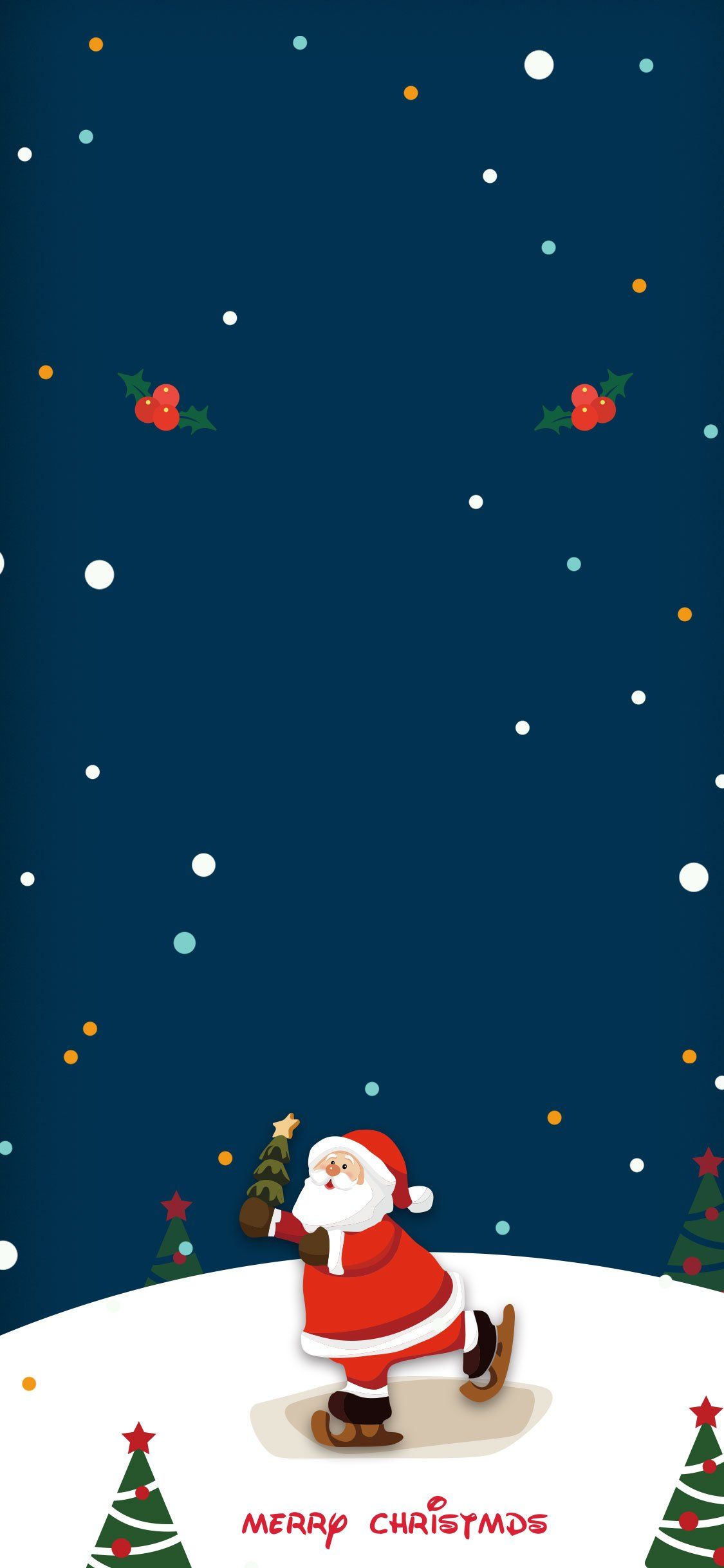 Babbo Natale cartone notte blu, 1125x2436 Full HD Verticale, iPhone Plus