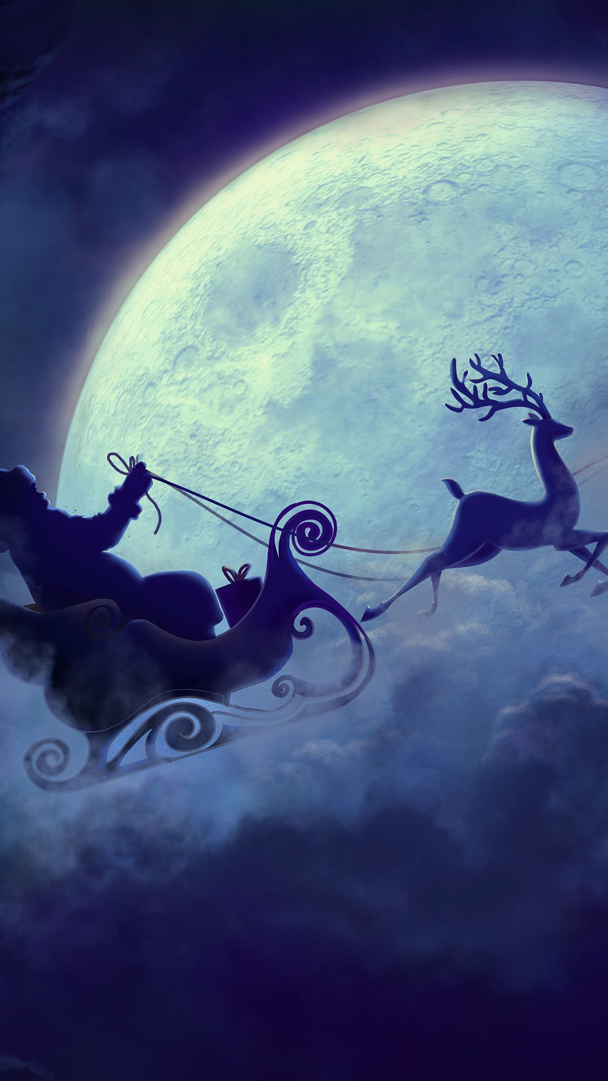 Babbo Natale slitta luna notte, 1242x2208 Full HD Verticale, iPhone Air