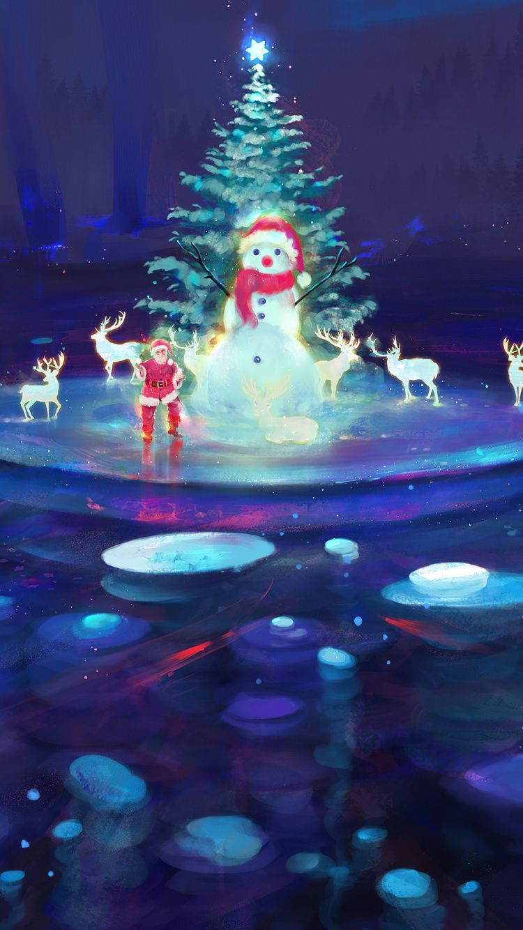 Babbo Natale slitta renne volante, 1080x1920 Full HD Verticale, iPhone Plus