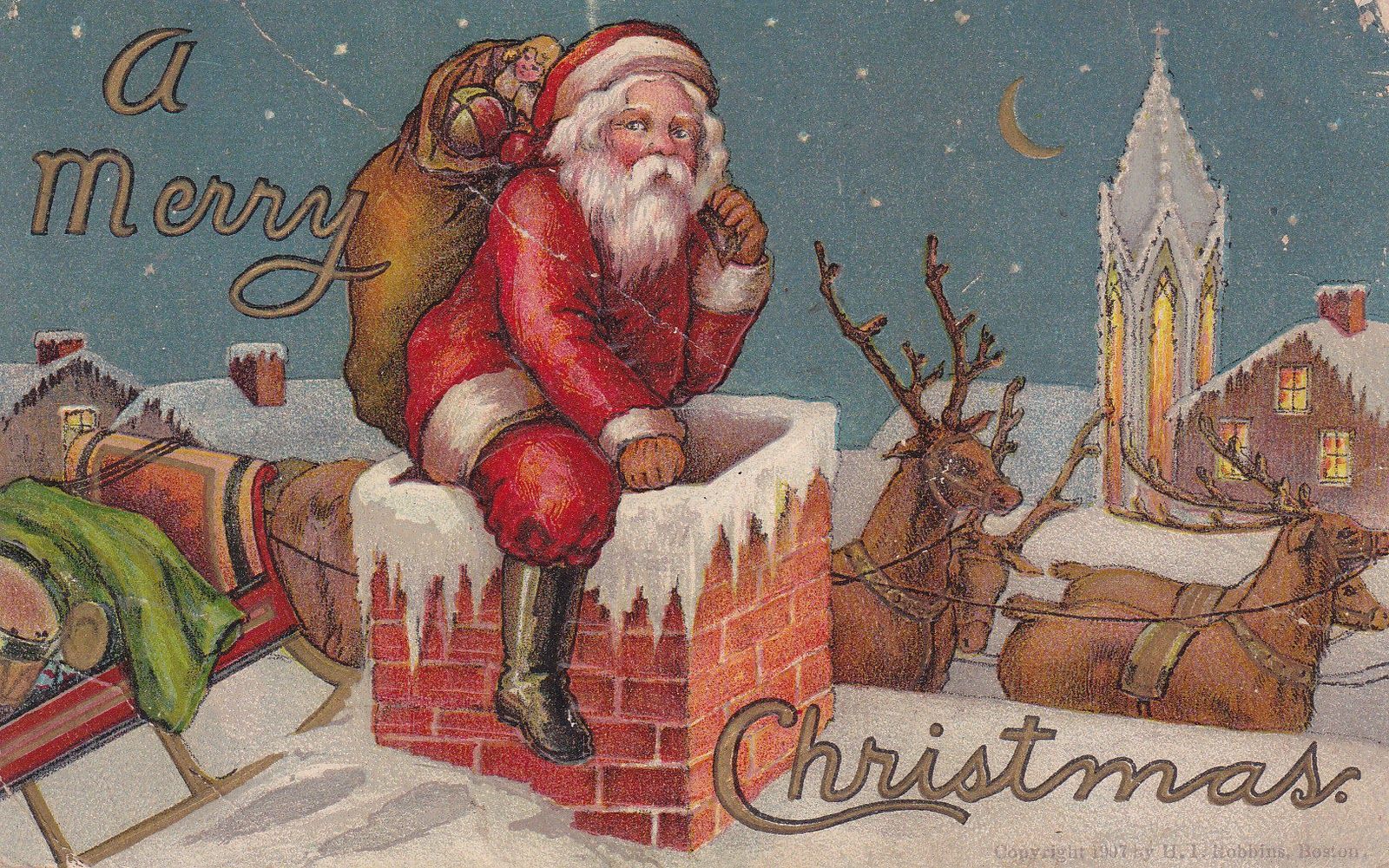 Babbo Natale vintage sul camino, 1600x1001 900p, Laptop