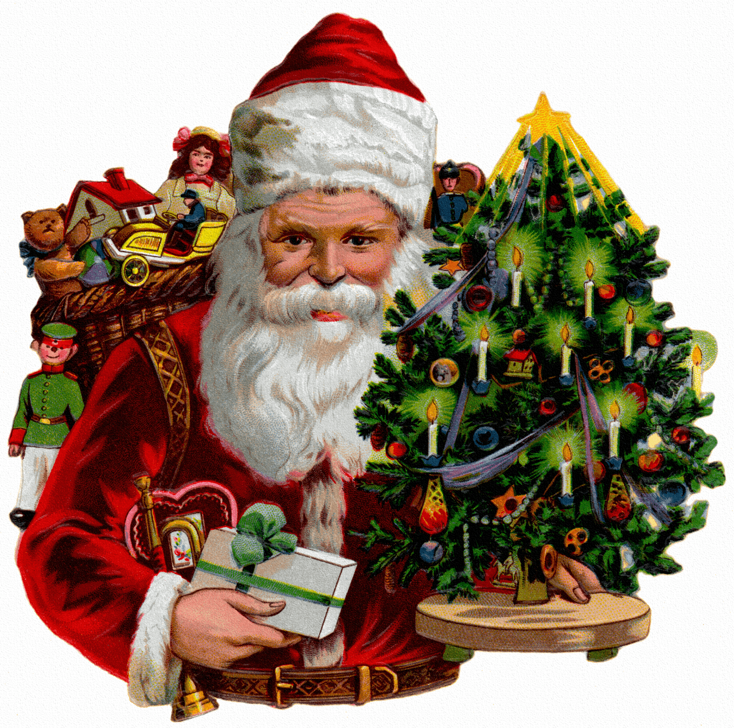Babbo Natale vintage con albero, 1463x1450 HD, Desktop