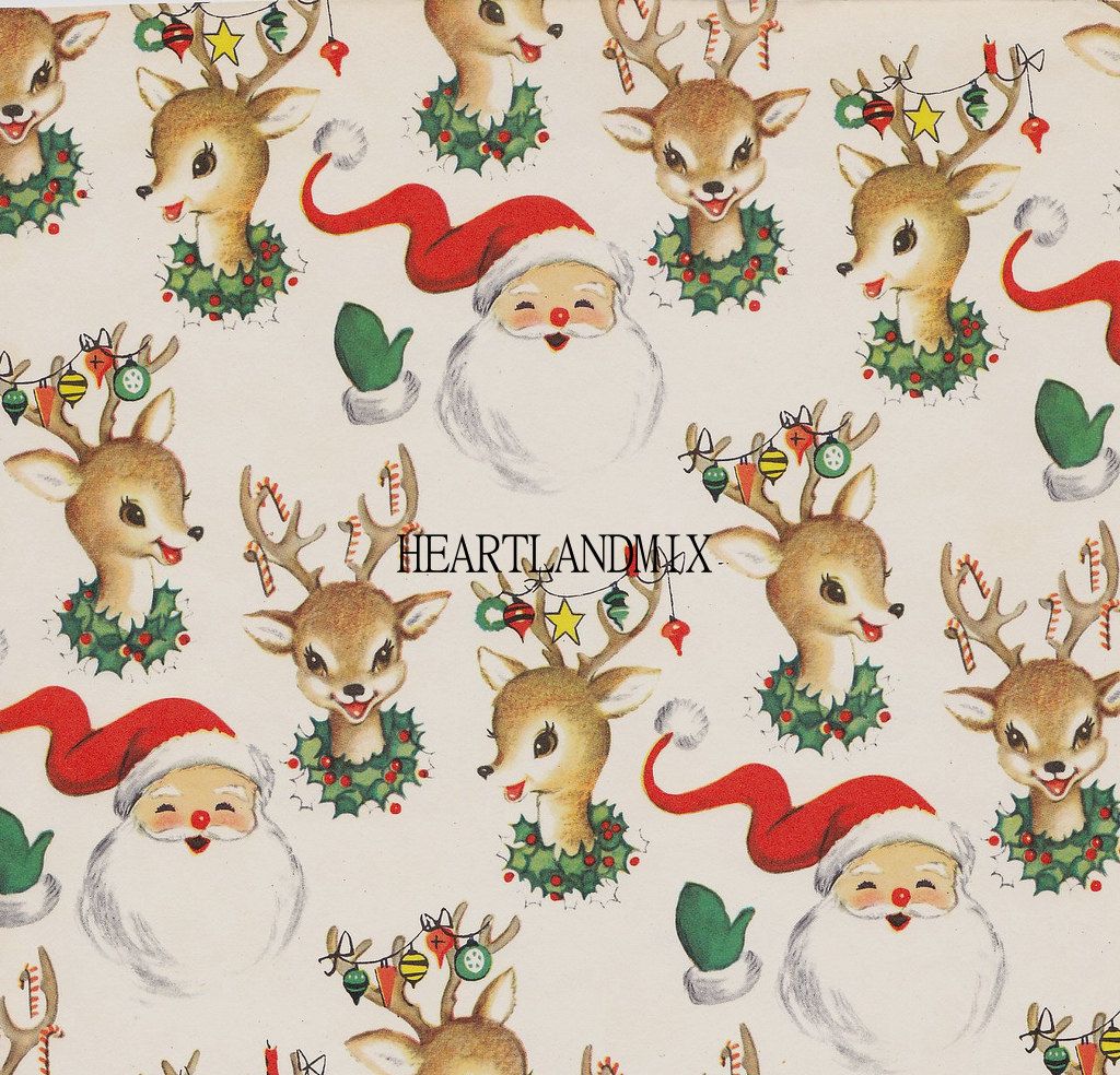 Babbo Natale e renne vintage, 1024x984 HD, Desktop