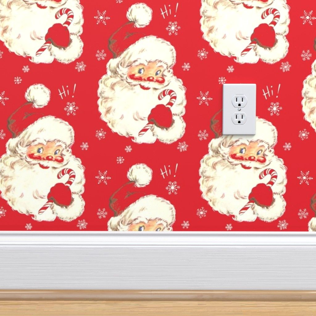 Babbo Natale vintage sfondo rosso, 1024x1024 HD, PC