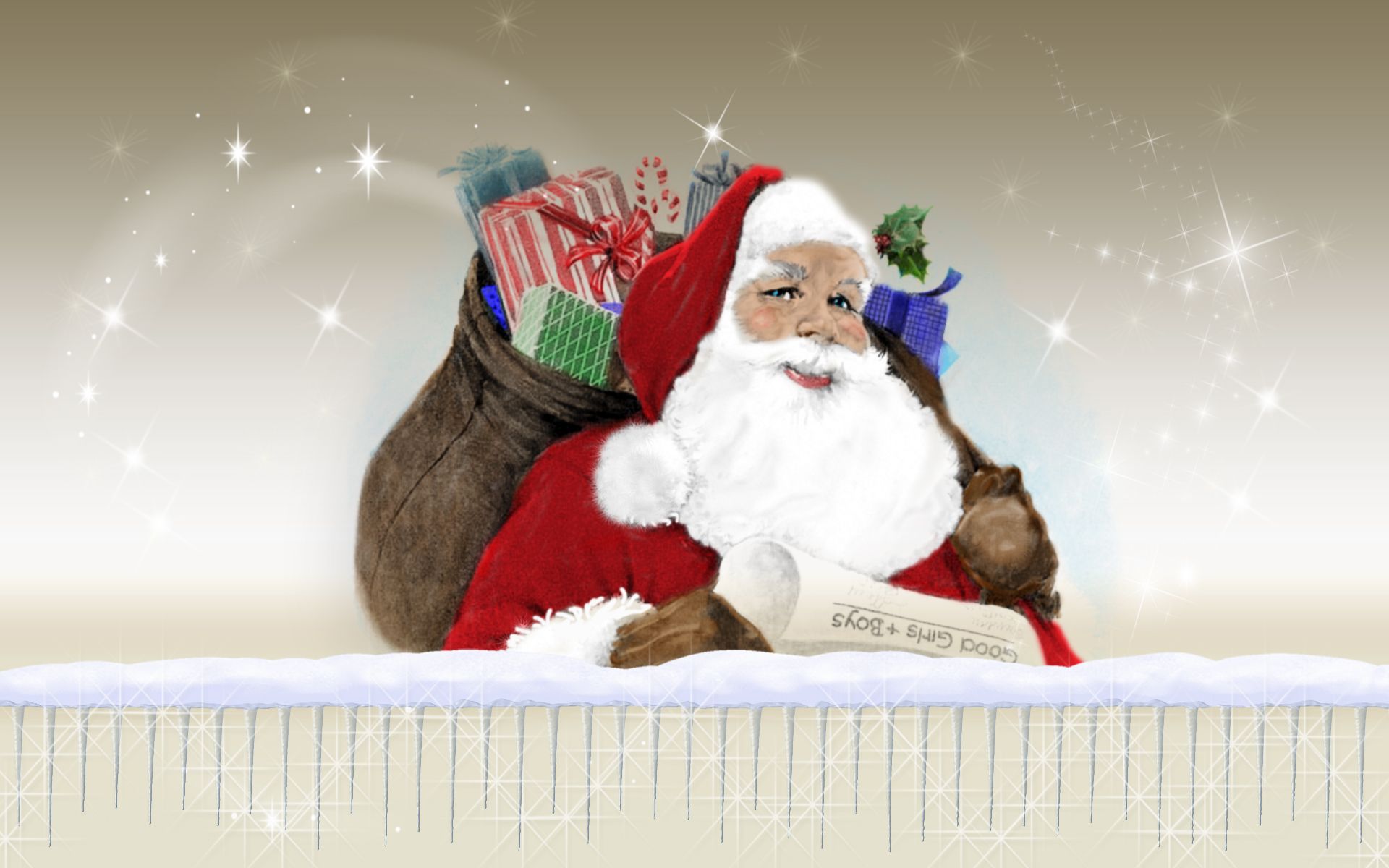 Babbo Natale vintage con sacco regali, 1920x1200 Full HD+ WUXGA, Desktop