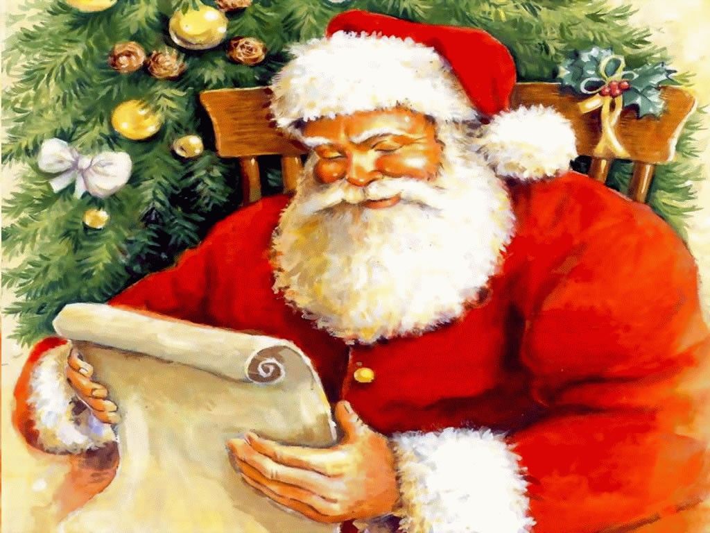 Babbo Natale vintage con pergamena, 1024x768 HD, Desktop