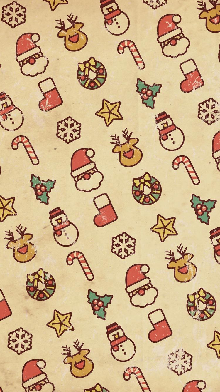 Pattern natalizio vintage Babbo Natale, 750x1334 Full HD Verticale, iPhone