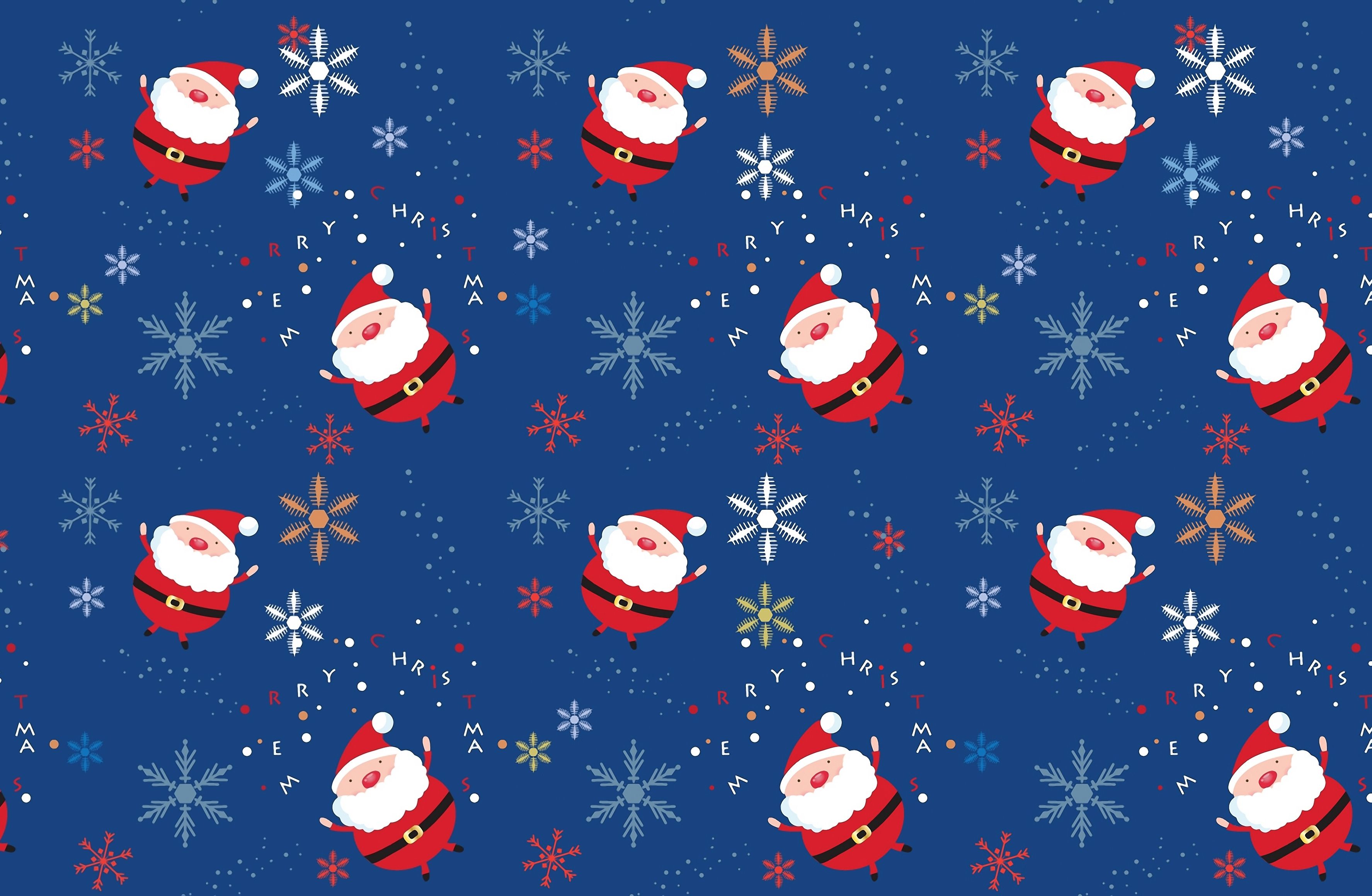 Babbo Natale fiocchi neve blu, 3550x2320 2K+, Desktop