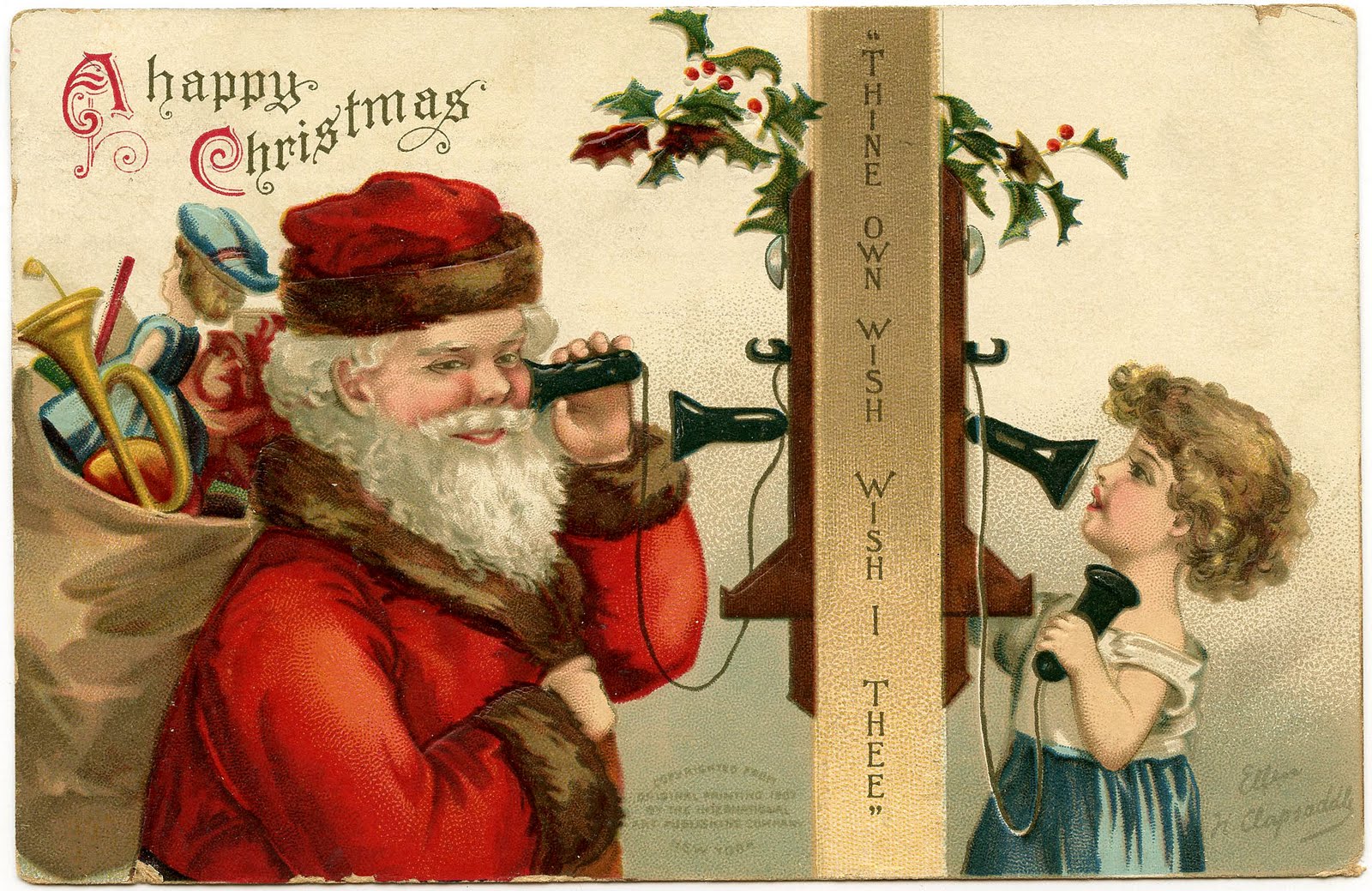Babbo Natale vintage con telefono, 1600x1039 900p, Desktop