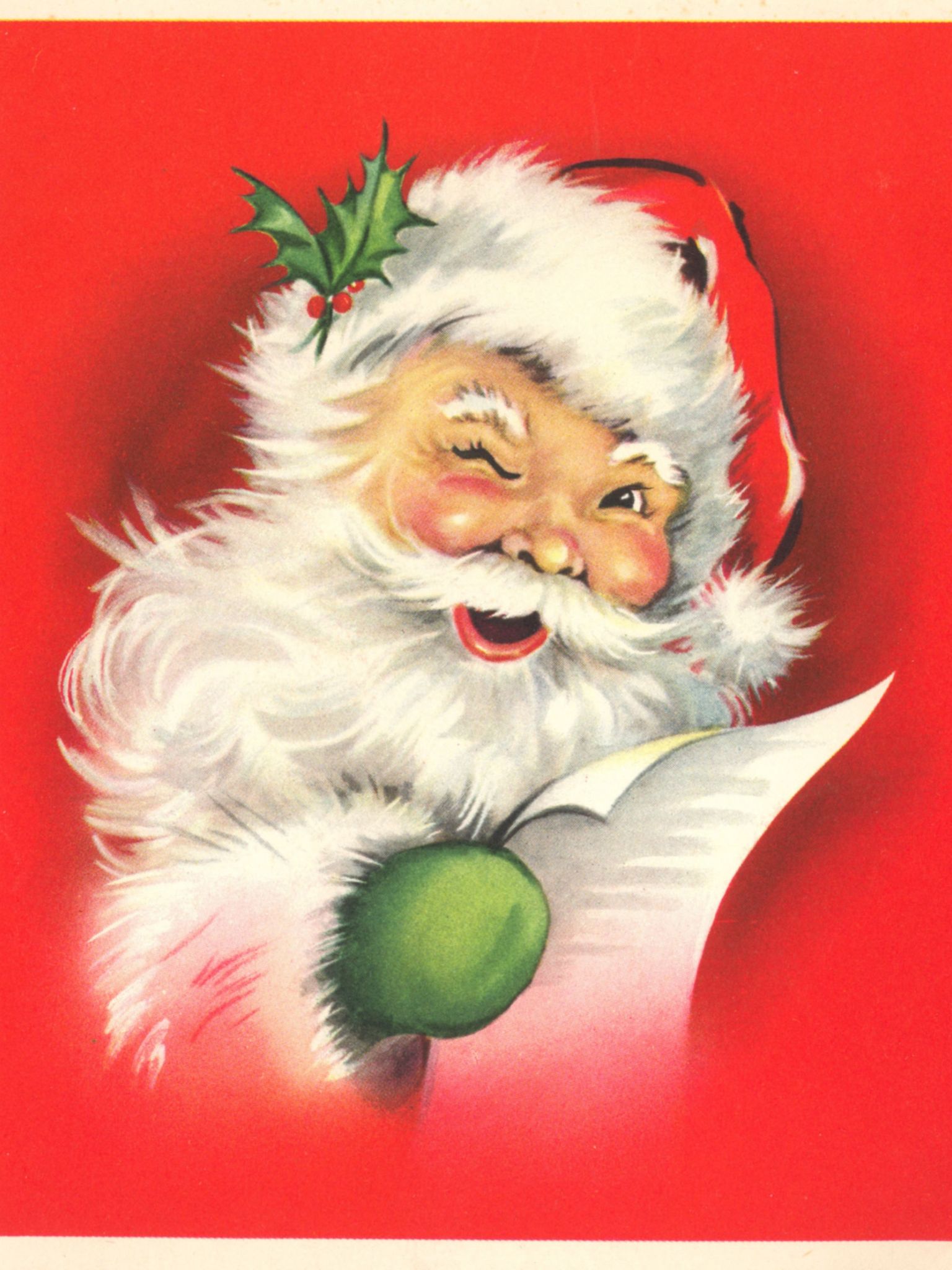 Babbo Natale vintage occhiolino, 1536x2048 Full HD Verticale, Smartphone