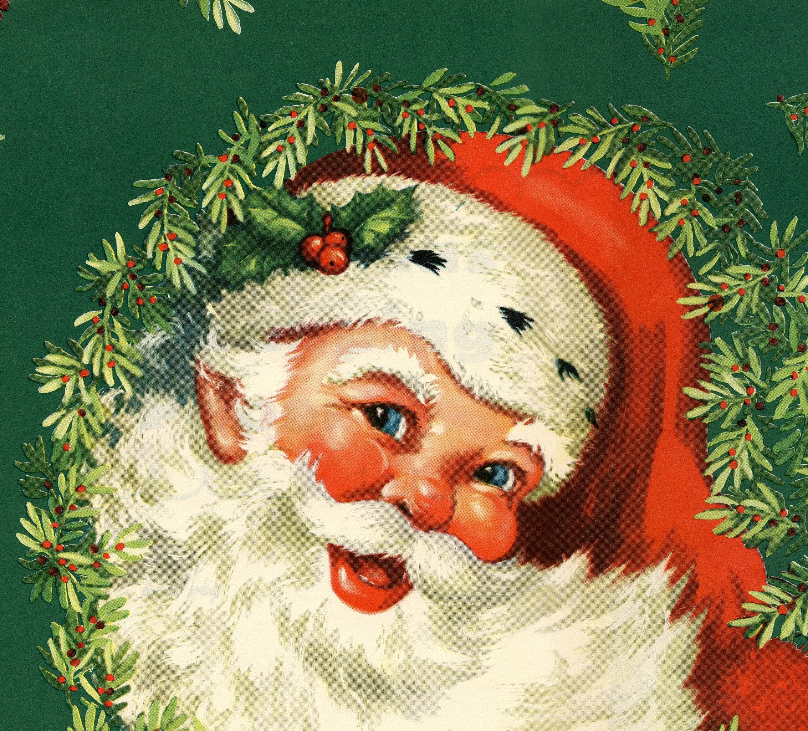 Babbo Natale vintage con agrifoglio, 2582x2336 2K+, Desktop