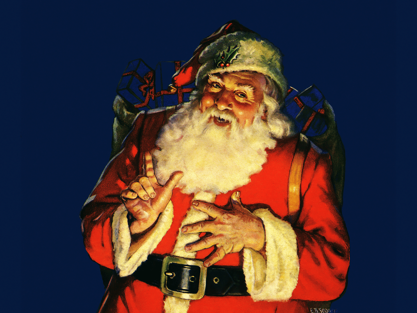Babbo Natale vintage sfondo blu, 1600x1200 900p, MacBook Air