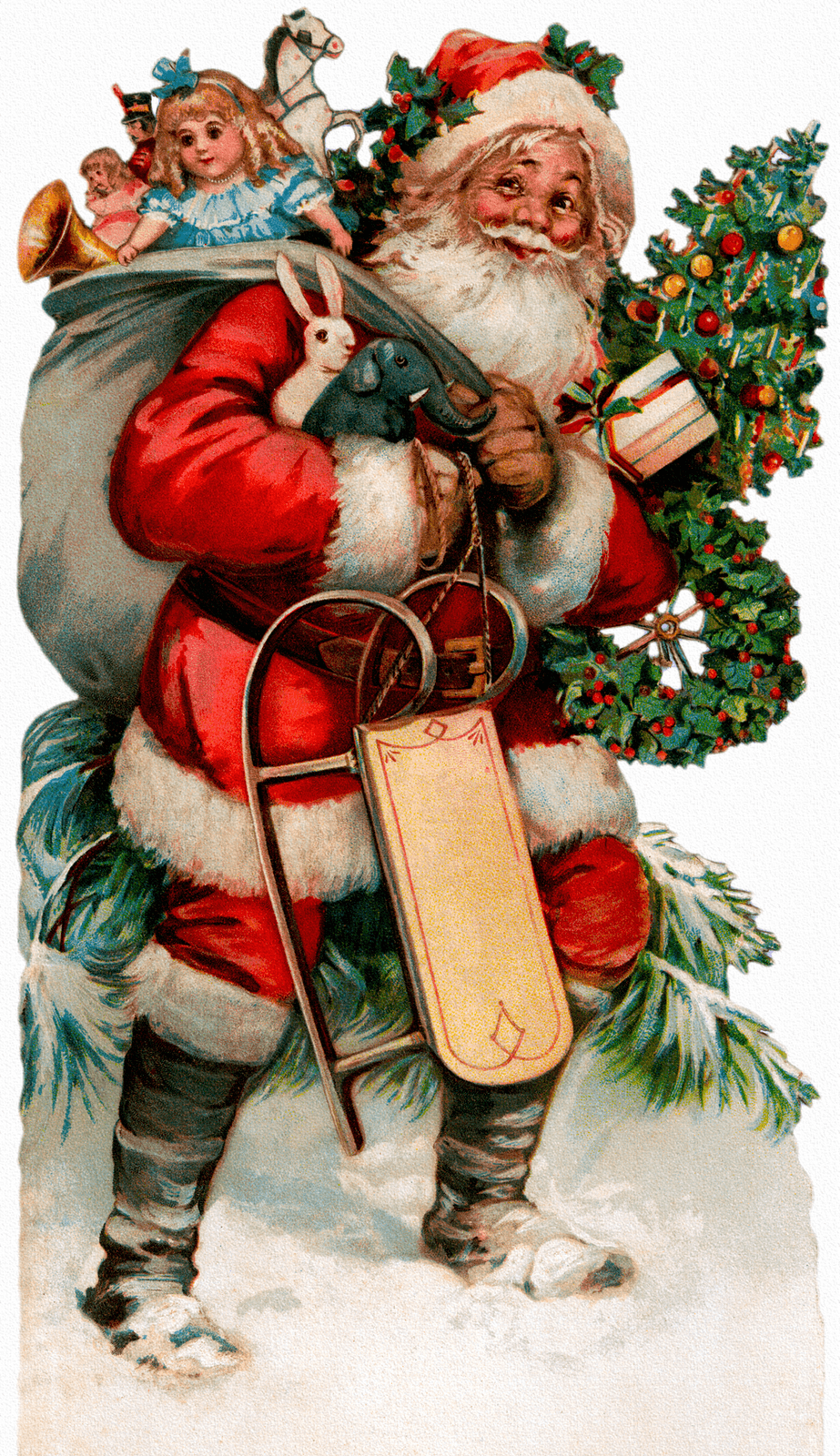 Babbo Natale vintage con slitta, 923x1600 Full HD Verticale, iPhone