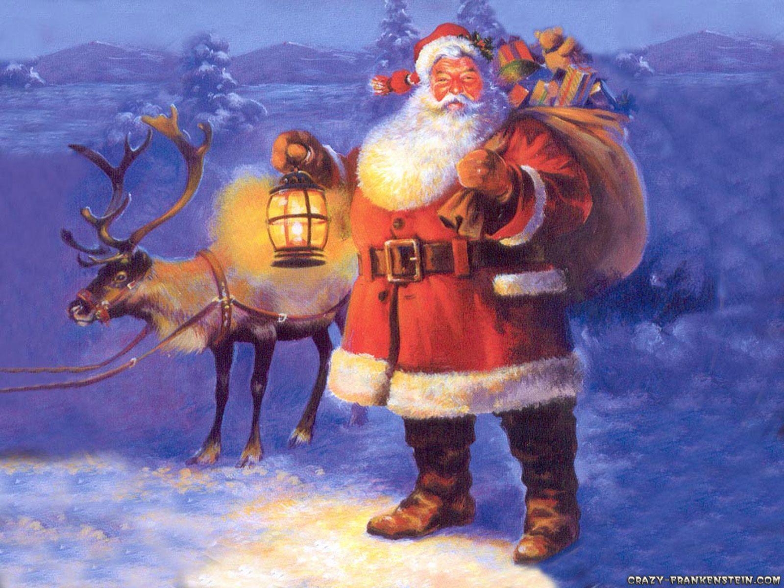 Babbo Natale con renna e lanterna, 1600x1200 900p, Monitor Gaming