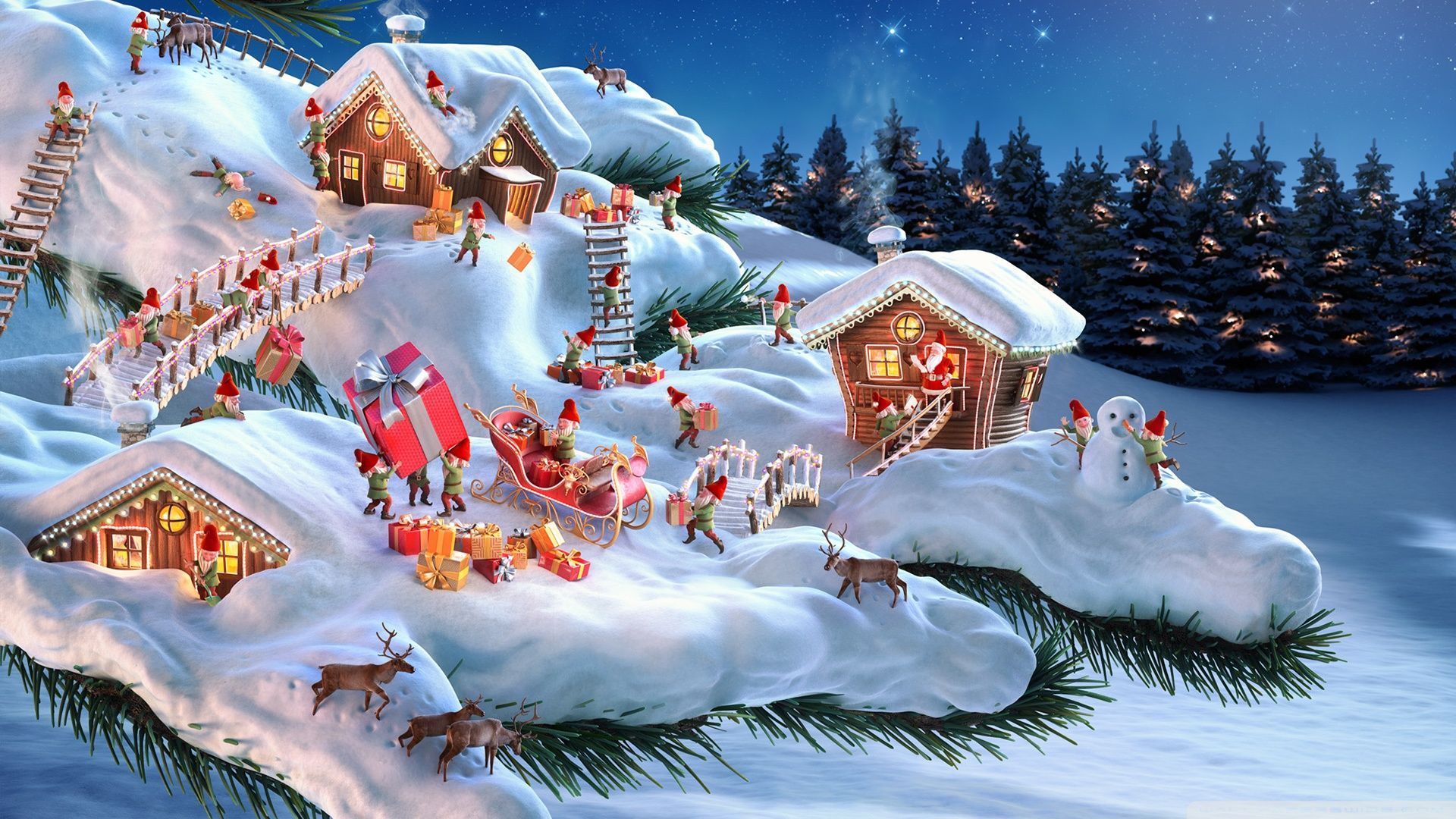 Villaggio di Babbo Natale innevato, 1920x1080 Full HD 1080p, PC Desktop