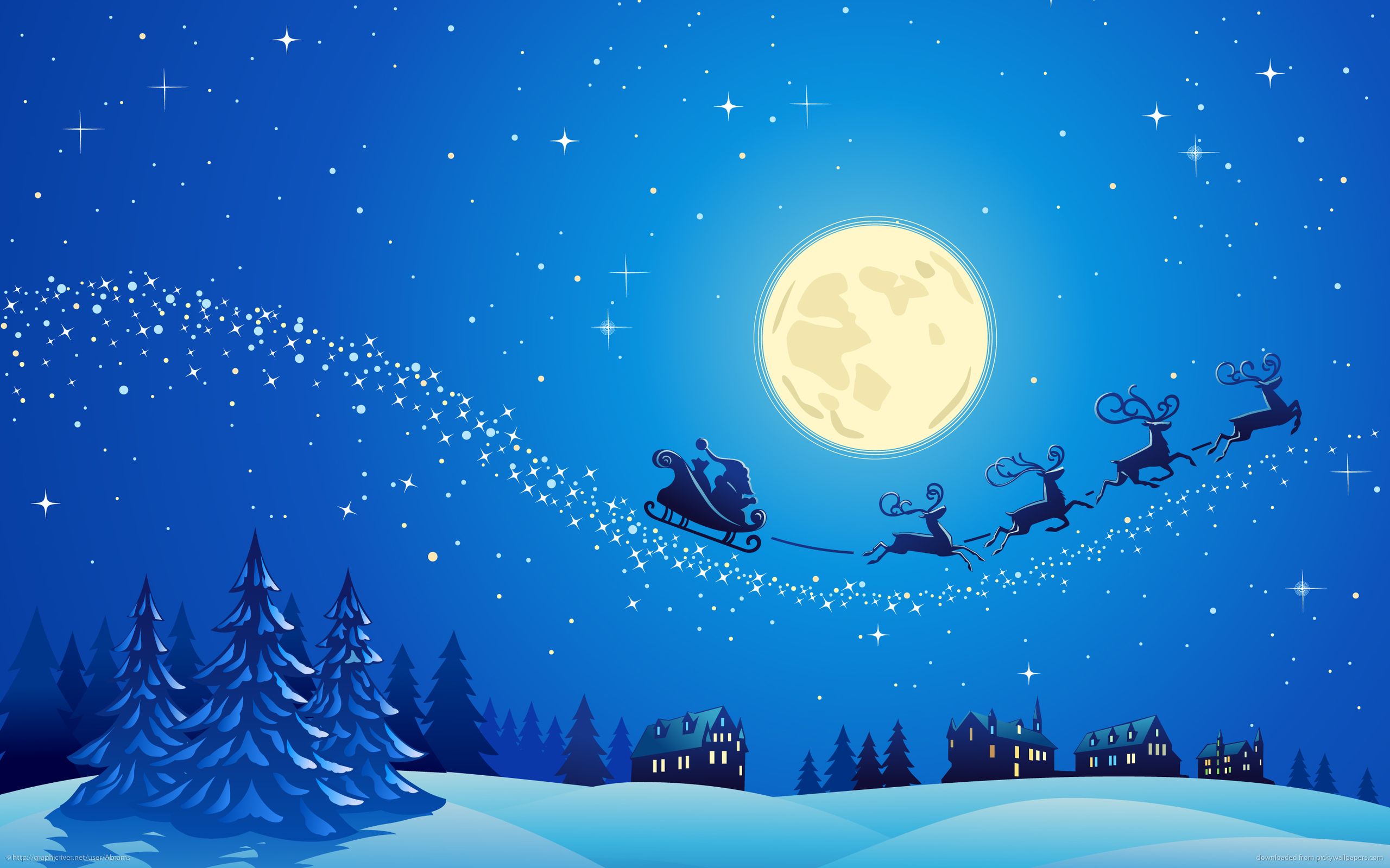 Babbo Natale slitta renne luna, 2560x1600 2K, PC Desktop