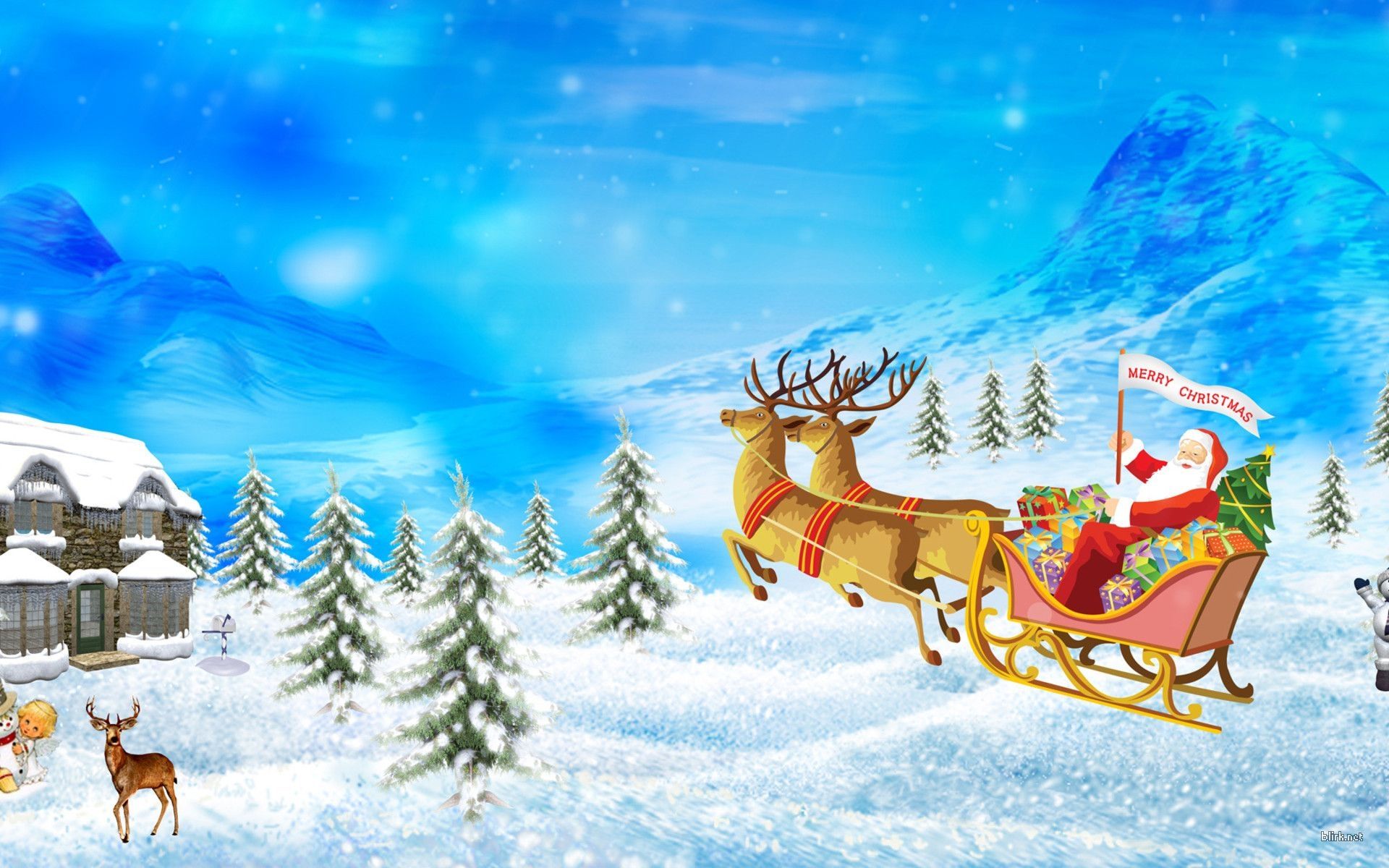 Babbo Natale slitta renne neve, 1920x1200 Full HD+, Desktop