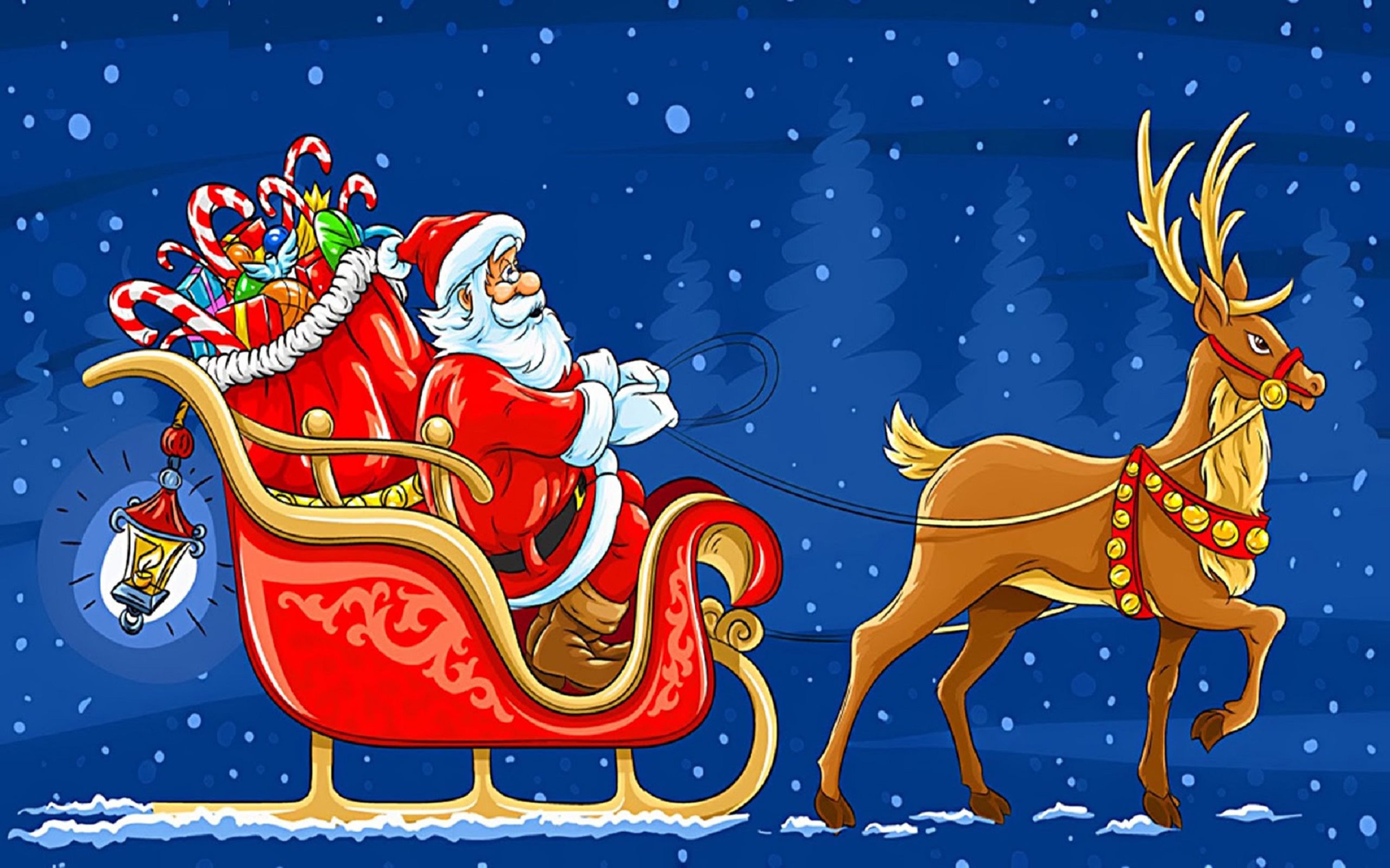 Babbo Natale slitta con renna, 2560x1600 2K, Monitor Gaming