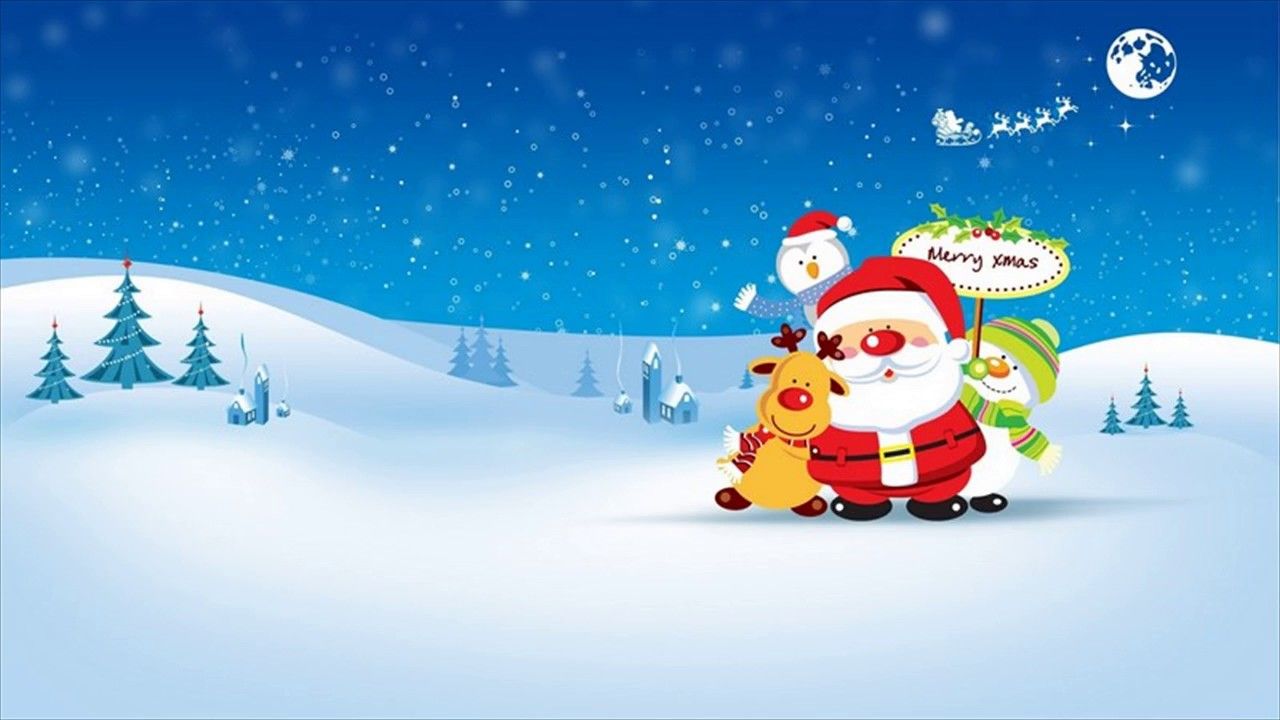 Babbo Natale renna paesaggio innevato, 1280x720 HD, PC Desktop