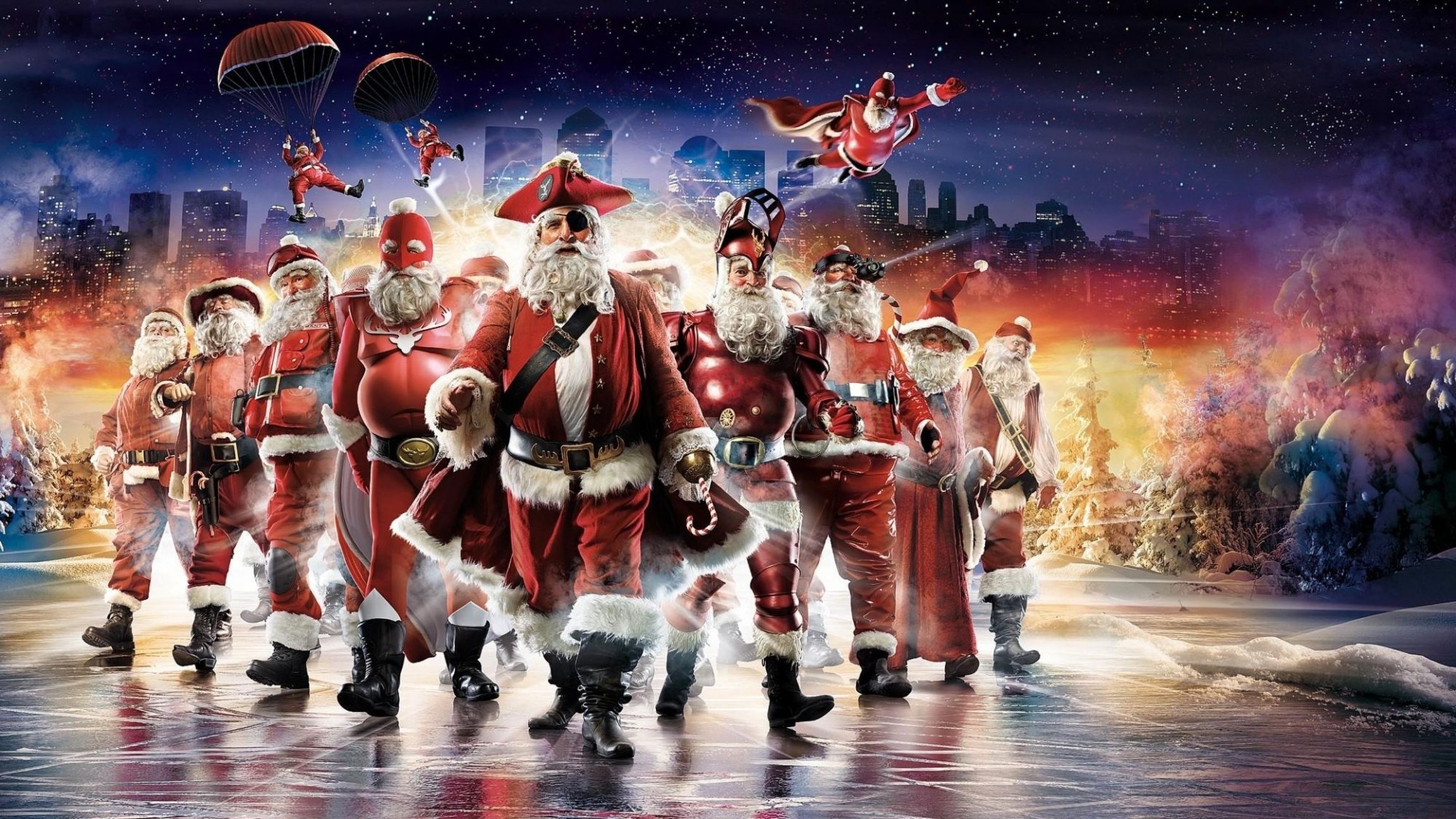 Babbo Natale supereroe gruppo, 2304x1296 alta risoluzione, Desktop