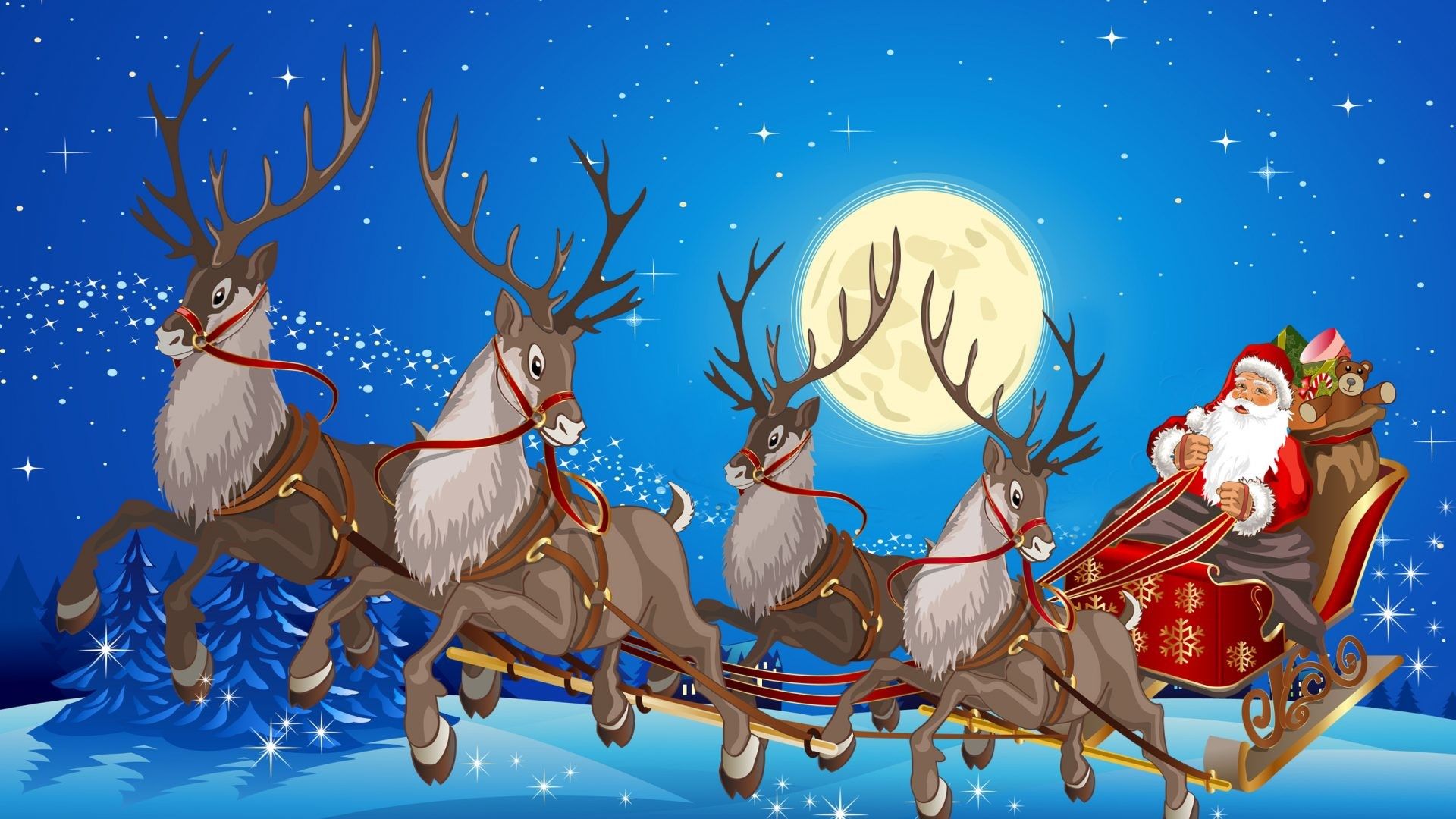 Babbo Natale slitta renne, 1920x1080 Full HD 1080p, PC Desktop