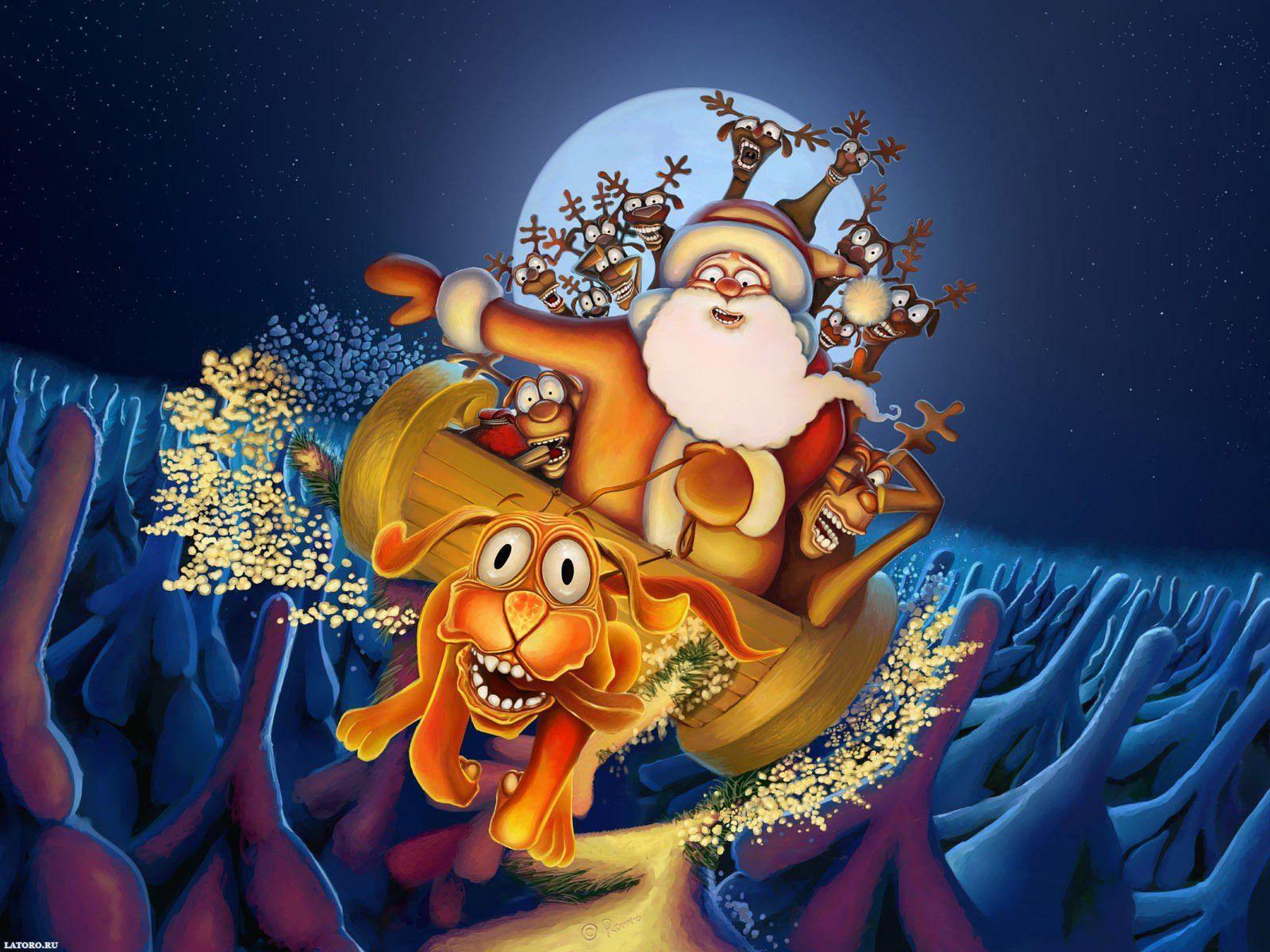 Babbo Natale su slitta pesce, 1600x1200 HD, PC Desktop