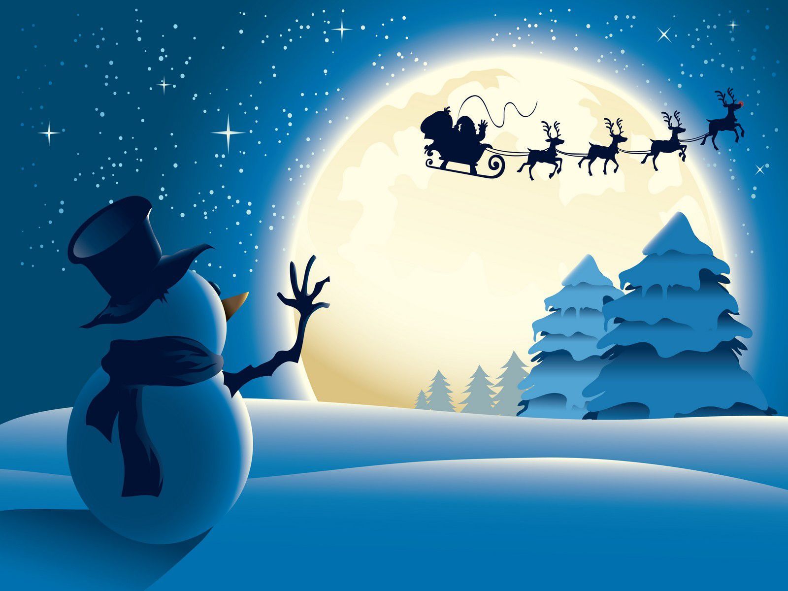 Pupazzo di neve slitta Babbo Natale, 1600x1200 HD, Desktop