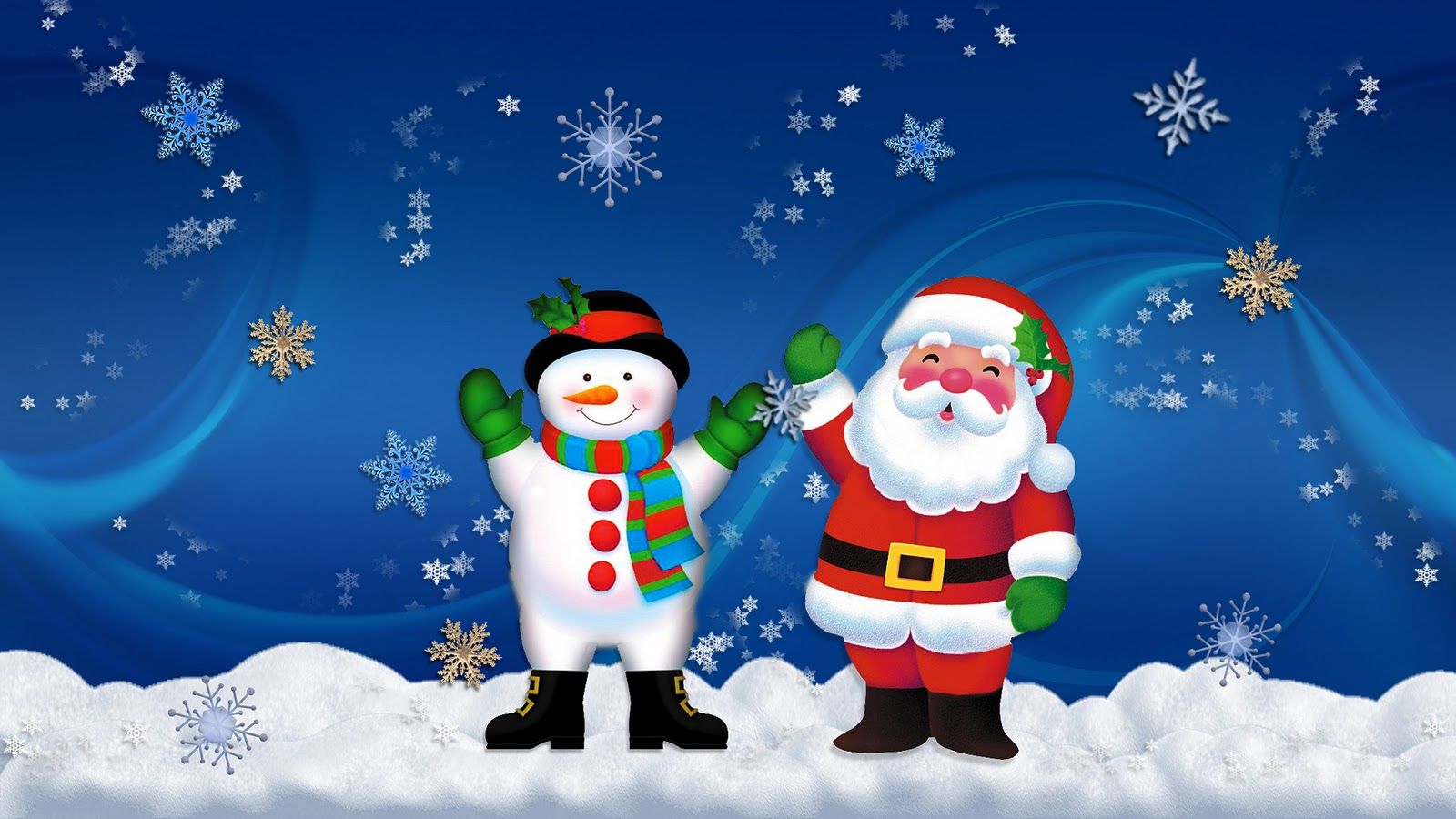 Babbo Natale e pupazzo di neve, 1600x900 HD, PC