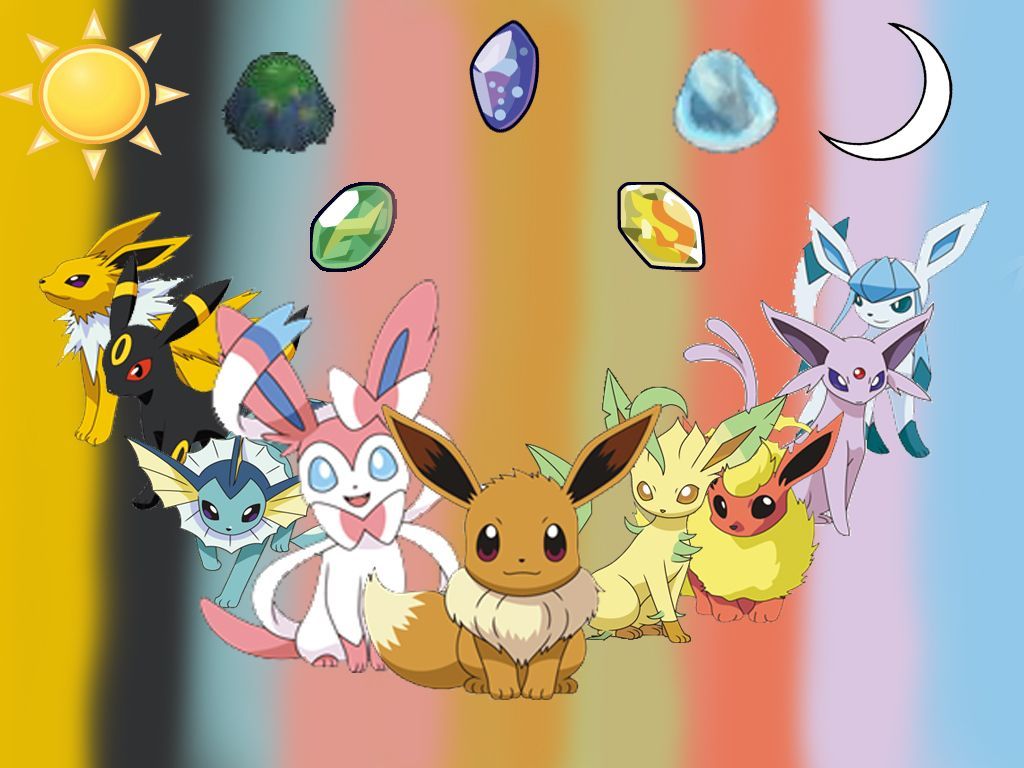 Evoluzioni di Eevee Pokémon, 1024x768 HD, Laptop