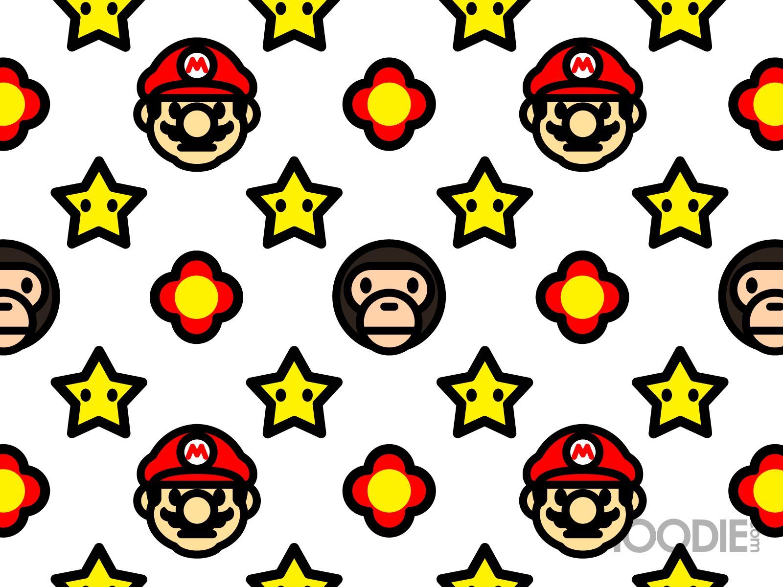 Mario, scimmia BAPE, stelle pattern, idraulico, 1600x1200 HD, Laptop