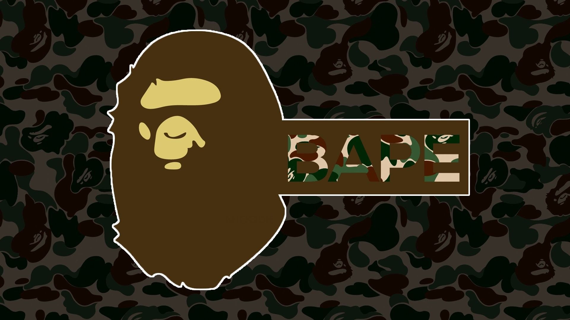 Logo scimmia BAPE camouflage, A Bathing Ape, 1920x1080 1080p, Desktop