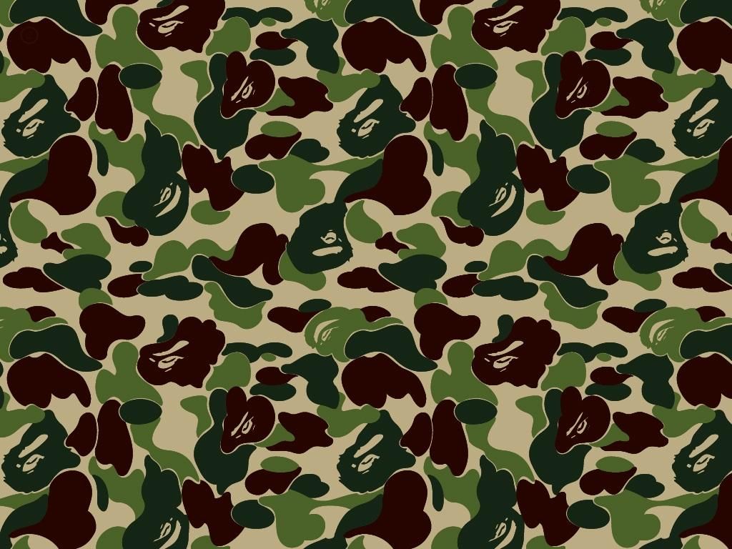 Pattern camo BAPE verde marrone, 1024x768 HD, Desktop