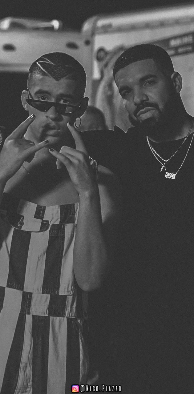 Bad Bunny e Drake bianco nero, 630x1280 Verticale, Xiaomi