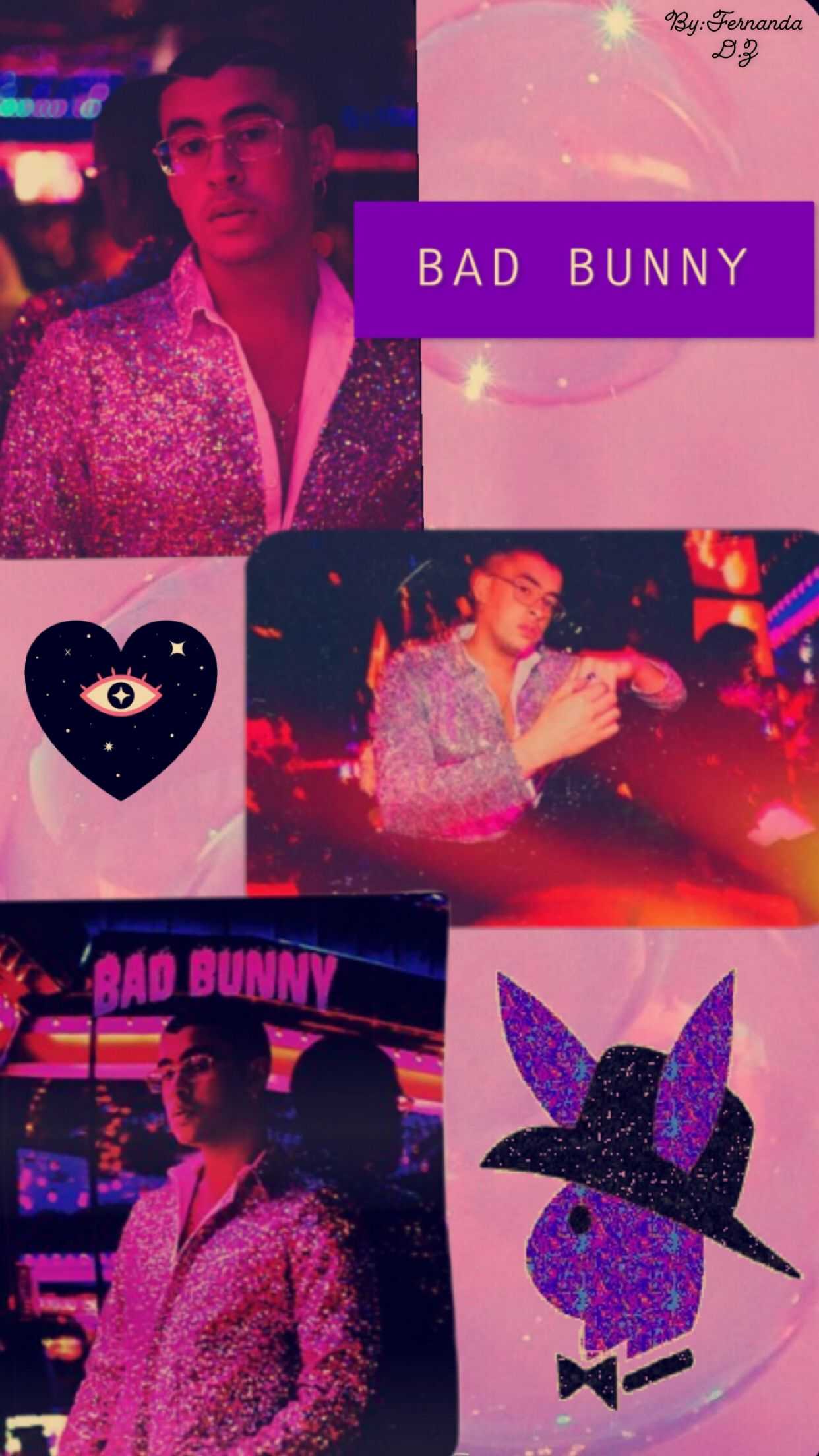 Collage Bad Bunny rosa, 1242x2208 Full HD Verticale, iPhone