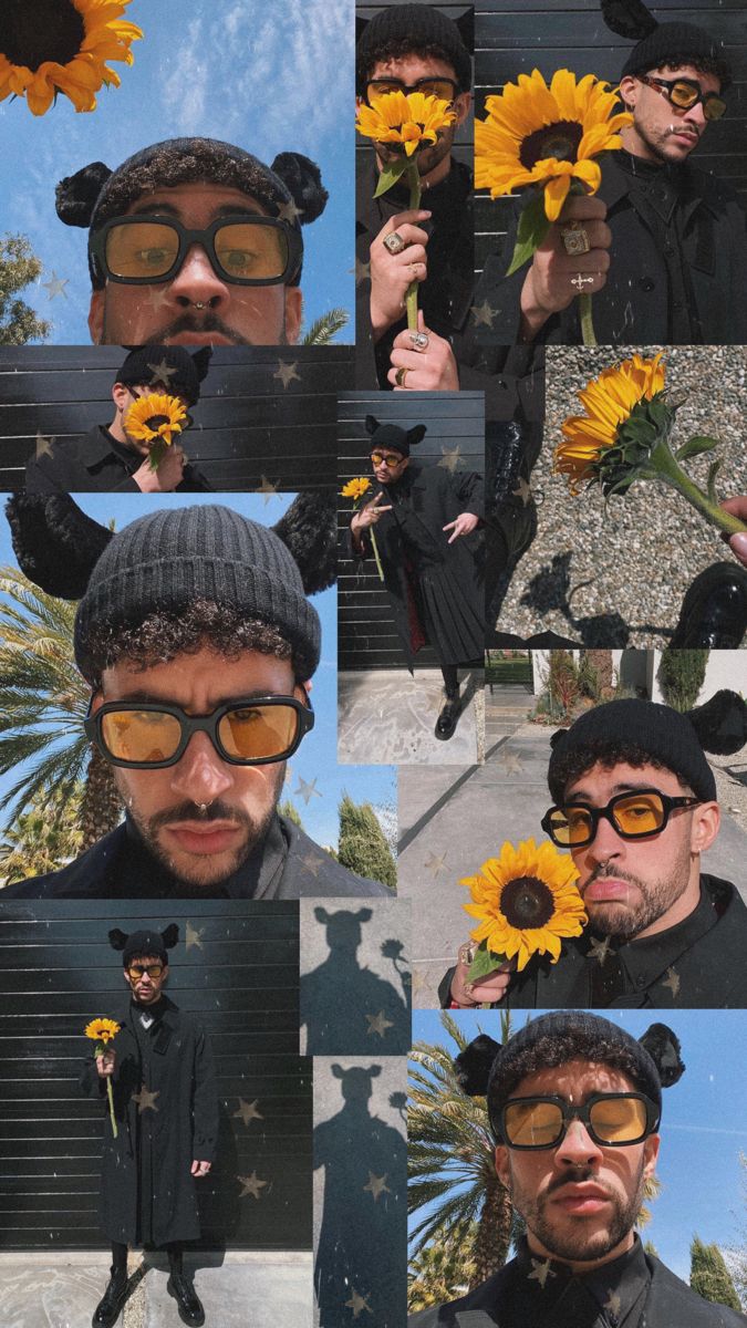 Bad Bunny collage girasole, 675x1200 Full HD Verticale, Smartphone