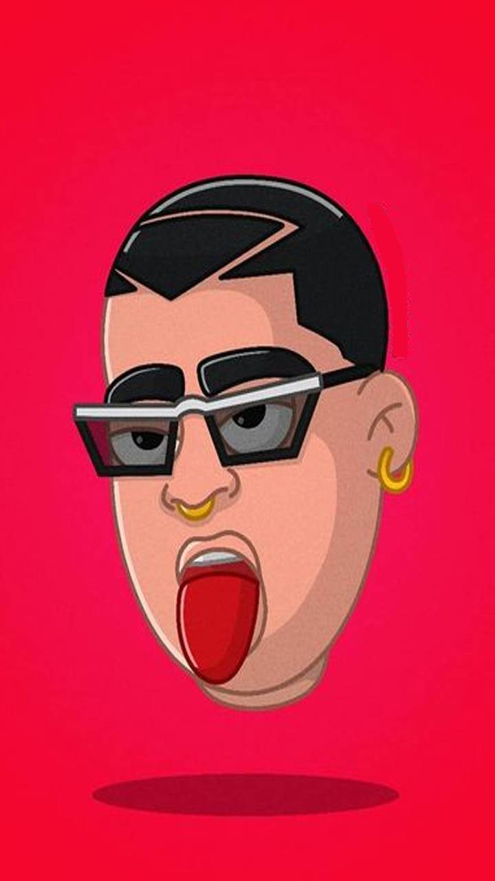Bad Bunny cartoon volto rosso, 720x1280 Verticale, Mobile