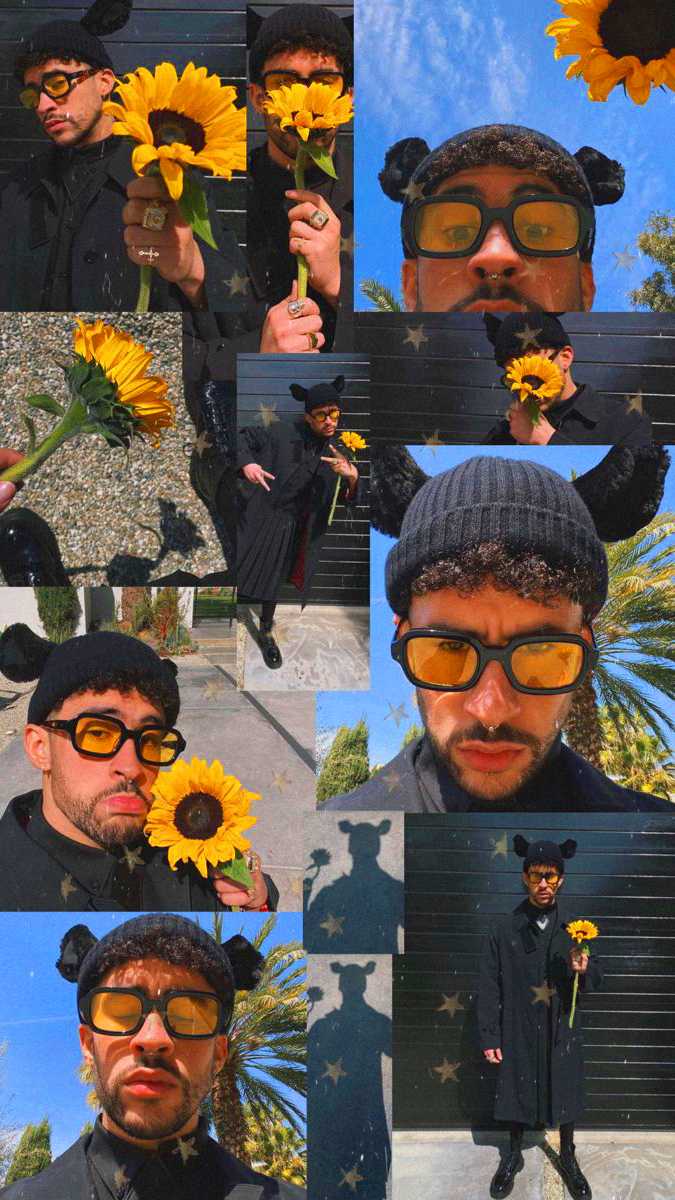 Bad Bunny con girasoli, 675x1200 Full HD Verticale, iPhone