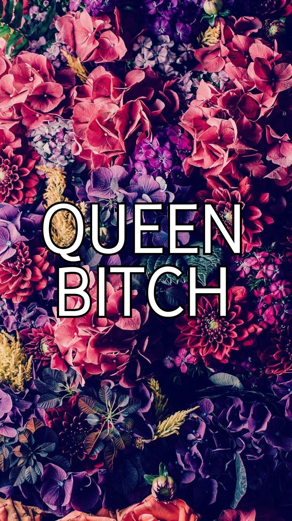 Scritta Queen Bitch fiori, 960x1708 Verticale, Mobile