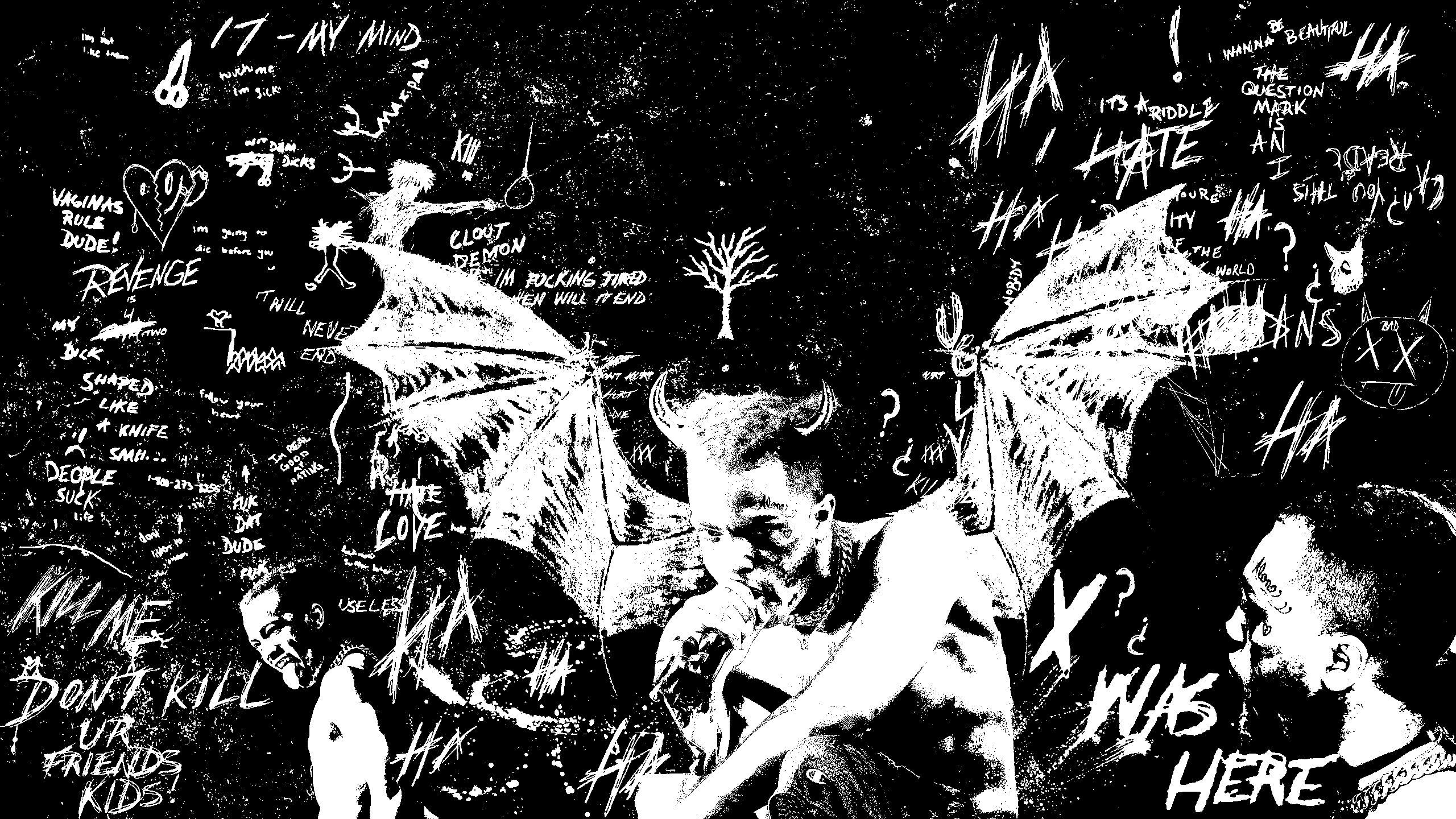 XXXTentacion arte demoniaca bianco nero, 2560x1440 2K, Monitor Gaming