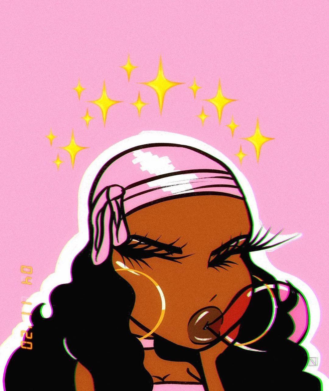 Ragazza cartoon stile baddie rosa, 1080x1283 Full HD Verticale, Realme