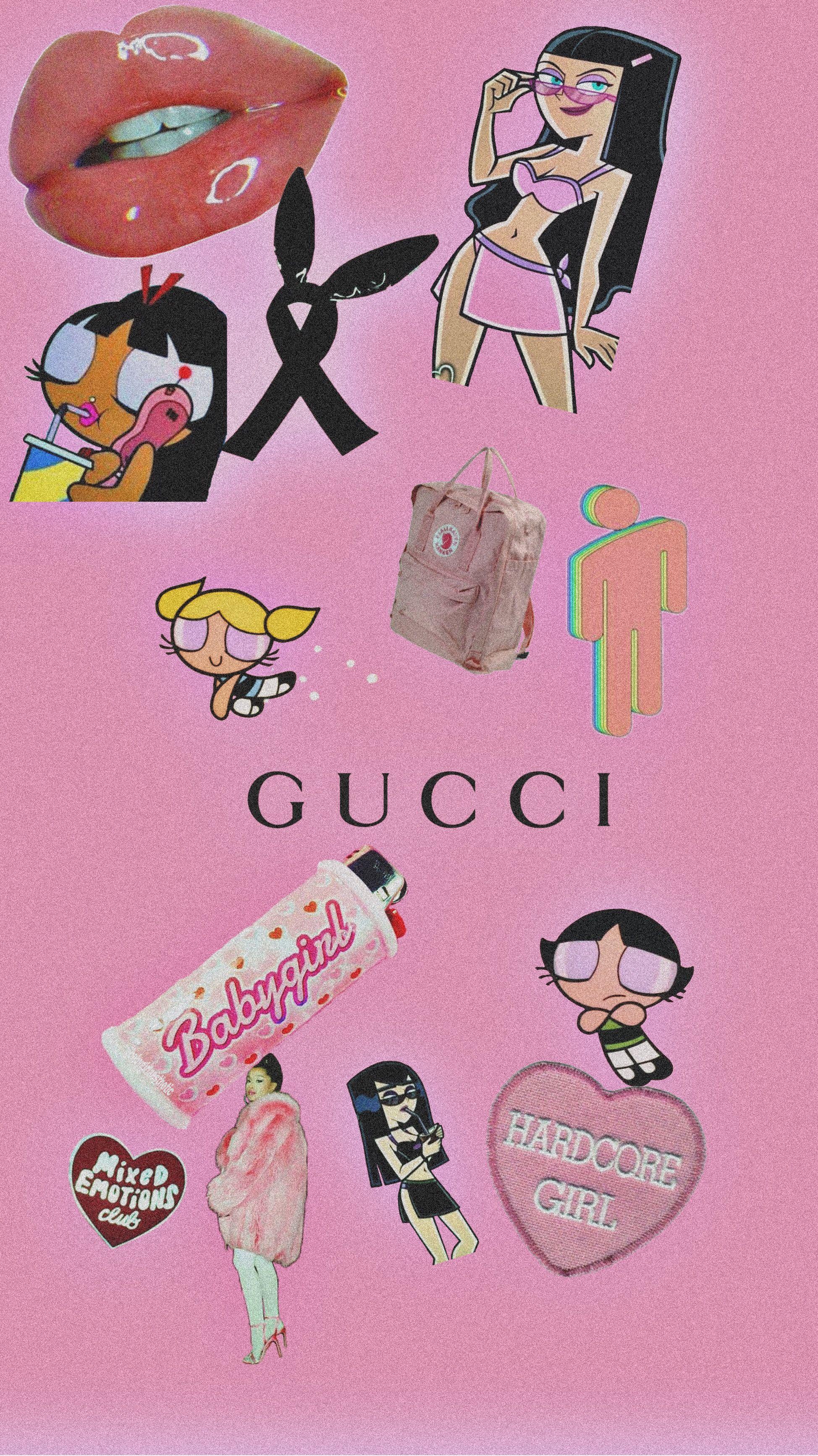 Collage rosa stile baddie Gucci, moda di lusso, 1948x3465 Verticale, Mobile