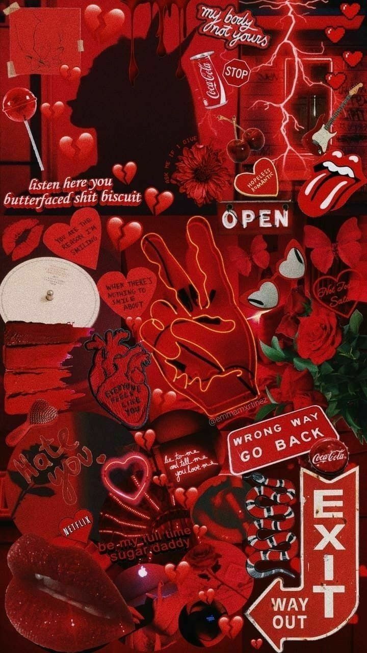 Collage estetico rosso baddie, 720x1280 Verticale, Mobile
