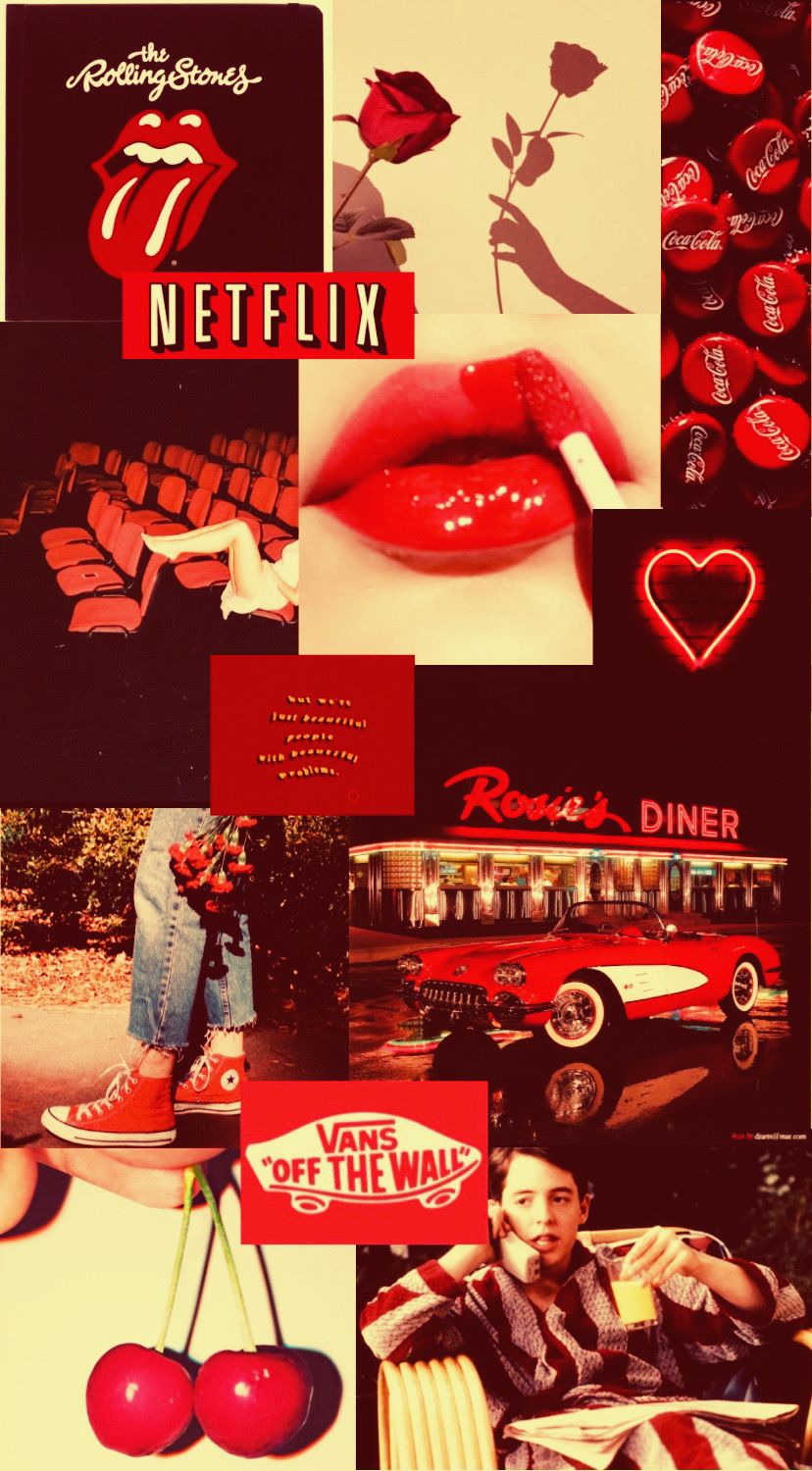 Collage estetica rossa baddie, 828x1500 Full HD Verticale, Smartphone