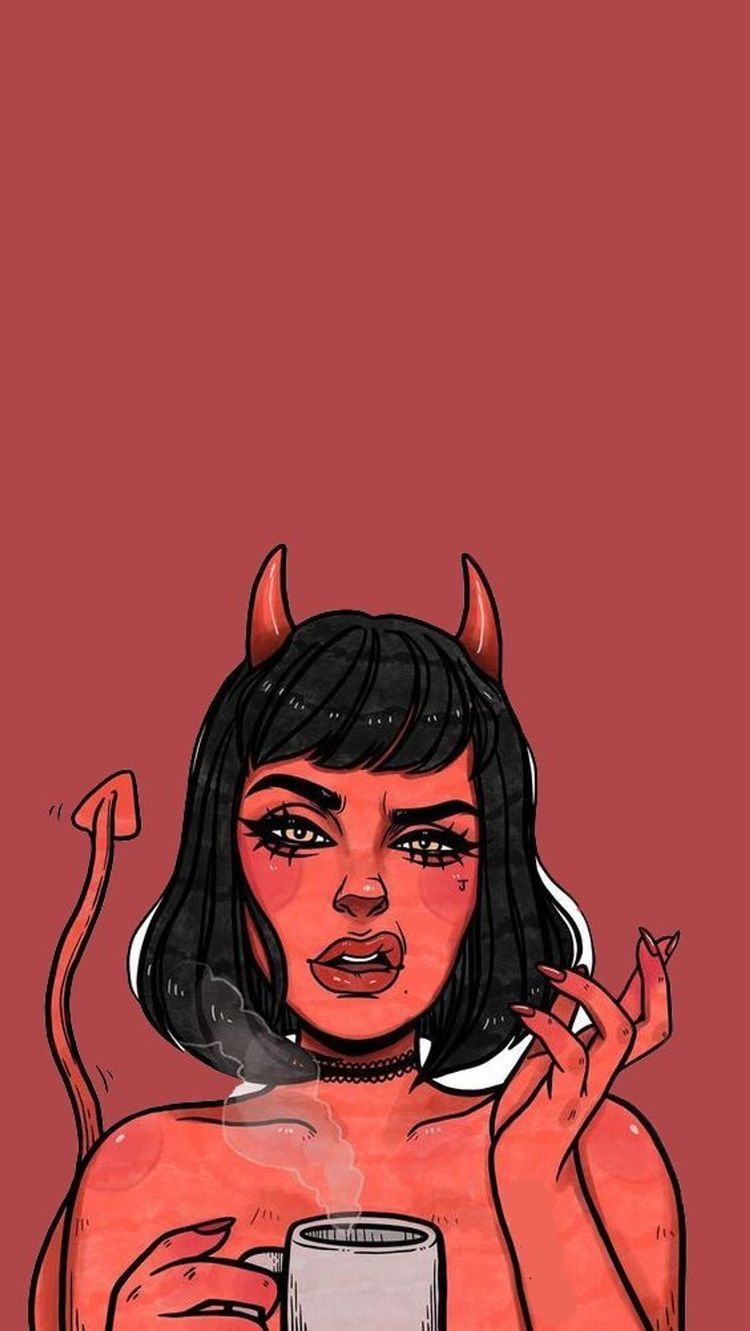 Ragazza diavolo illustrazione rosa, 750x1331 Full HD Verticale, iPhone