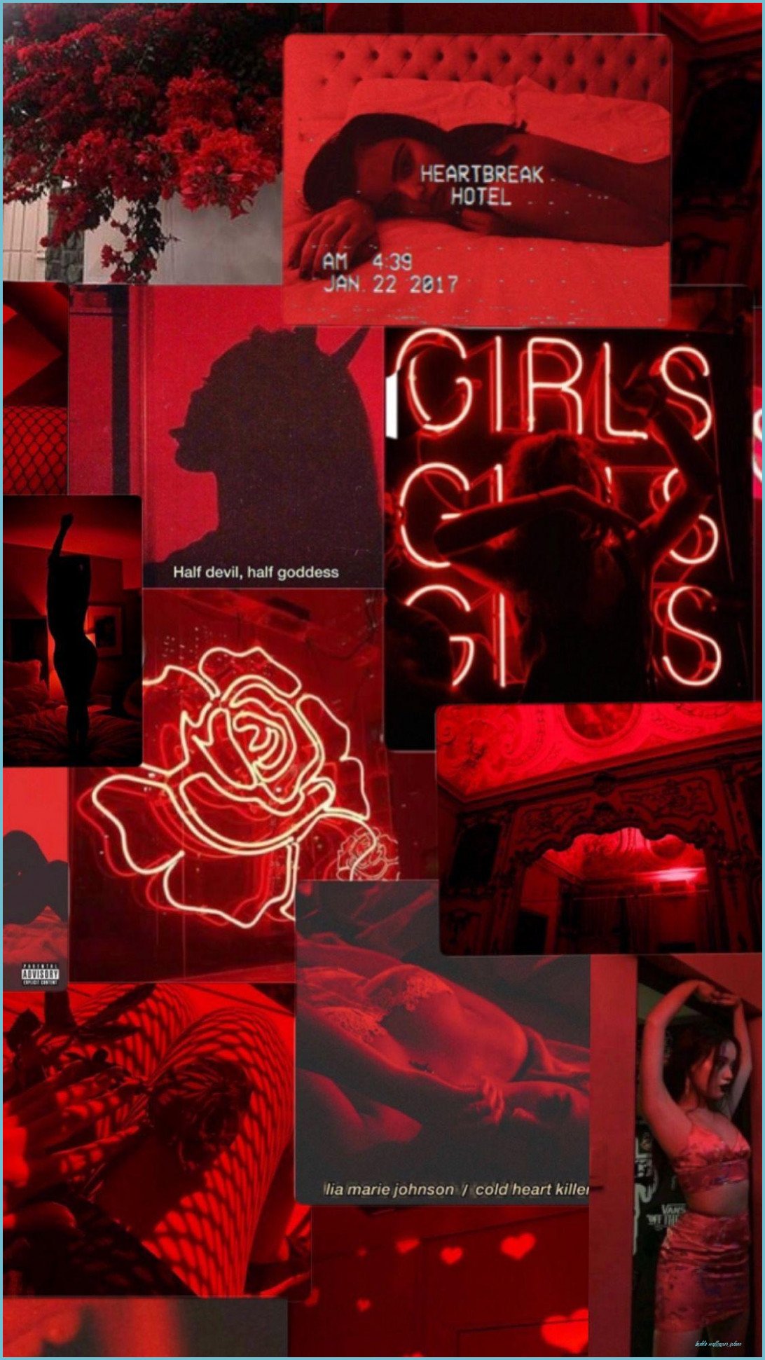 Collage estetico rosso baddie, 1092x1941 Verticale, Mobile