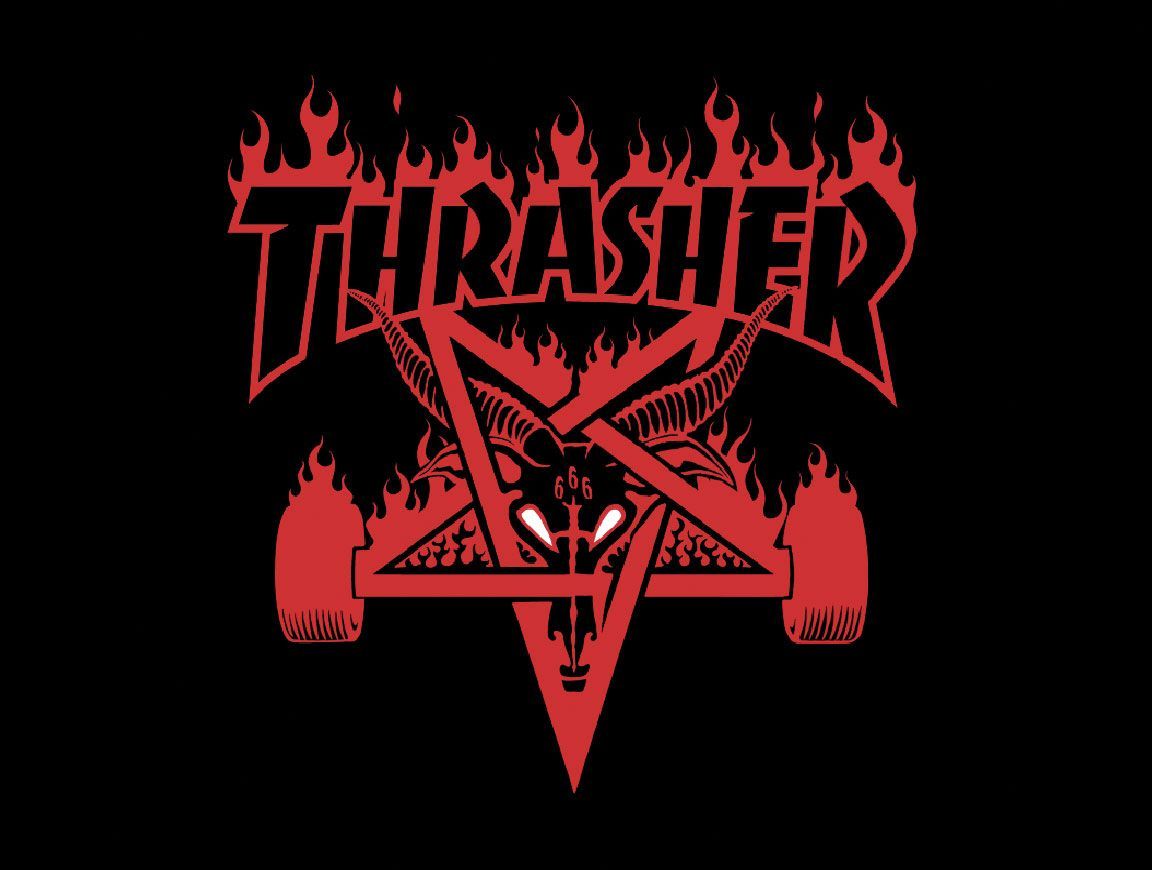 Logo Thrasher fiamme rosse, 1152x870 HD, PC Desktop