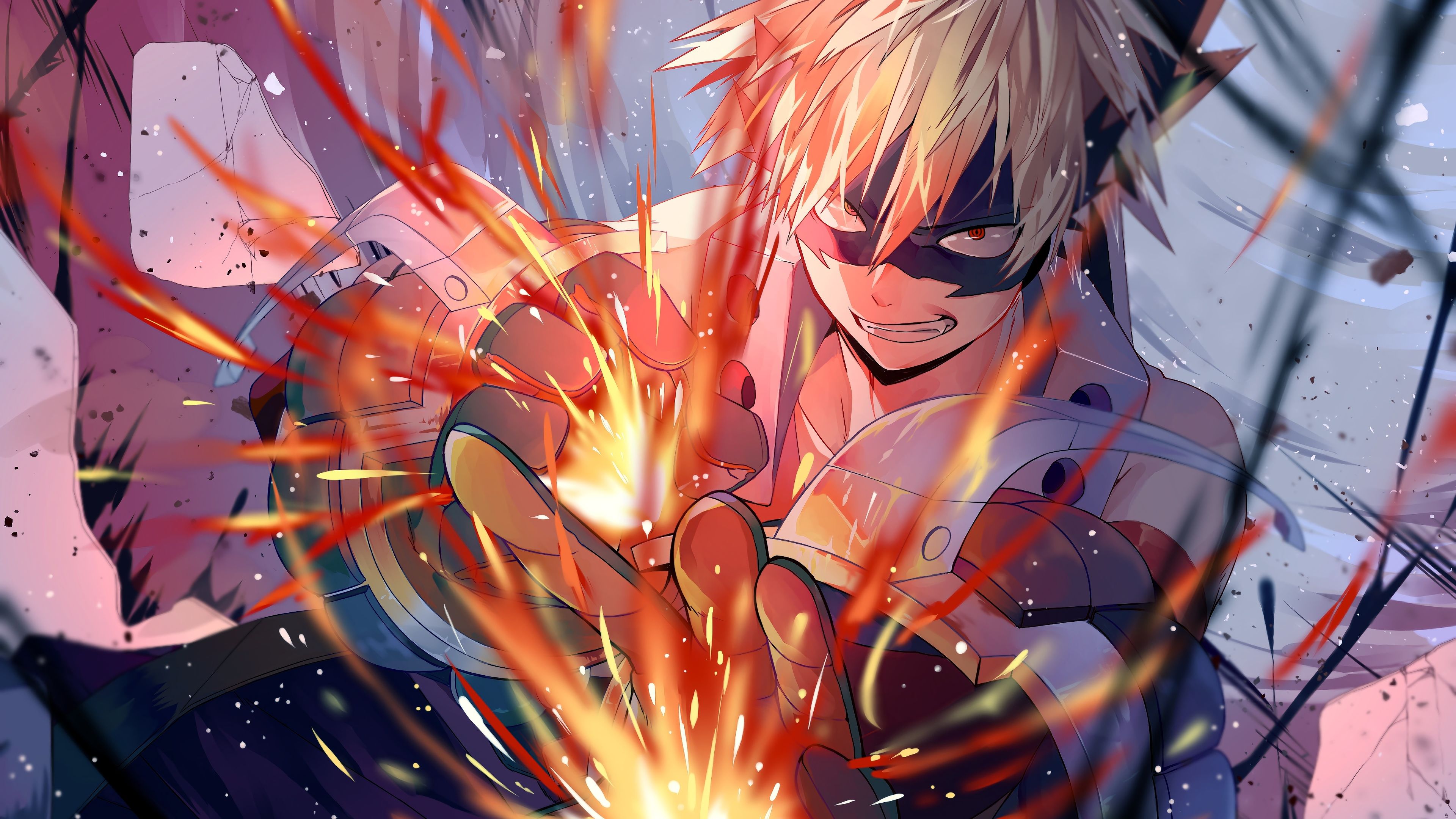 Bakugo My Hero Academia esplosione, anime shonen, 3840x2160 4K, PC Desktop