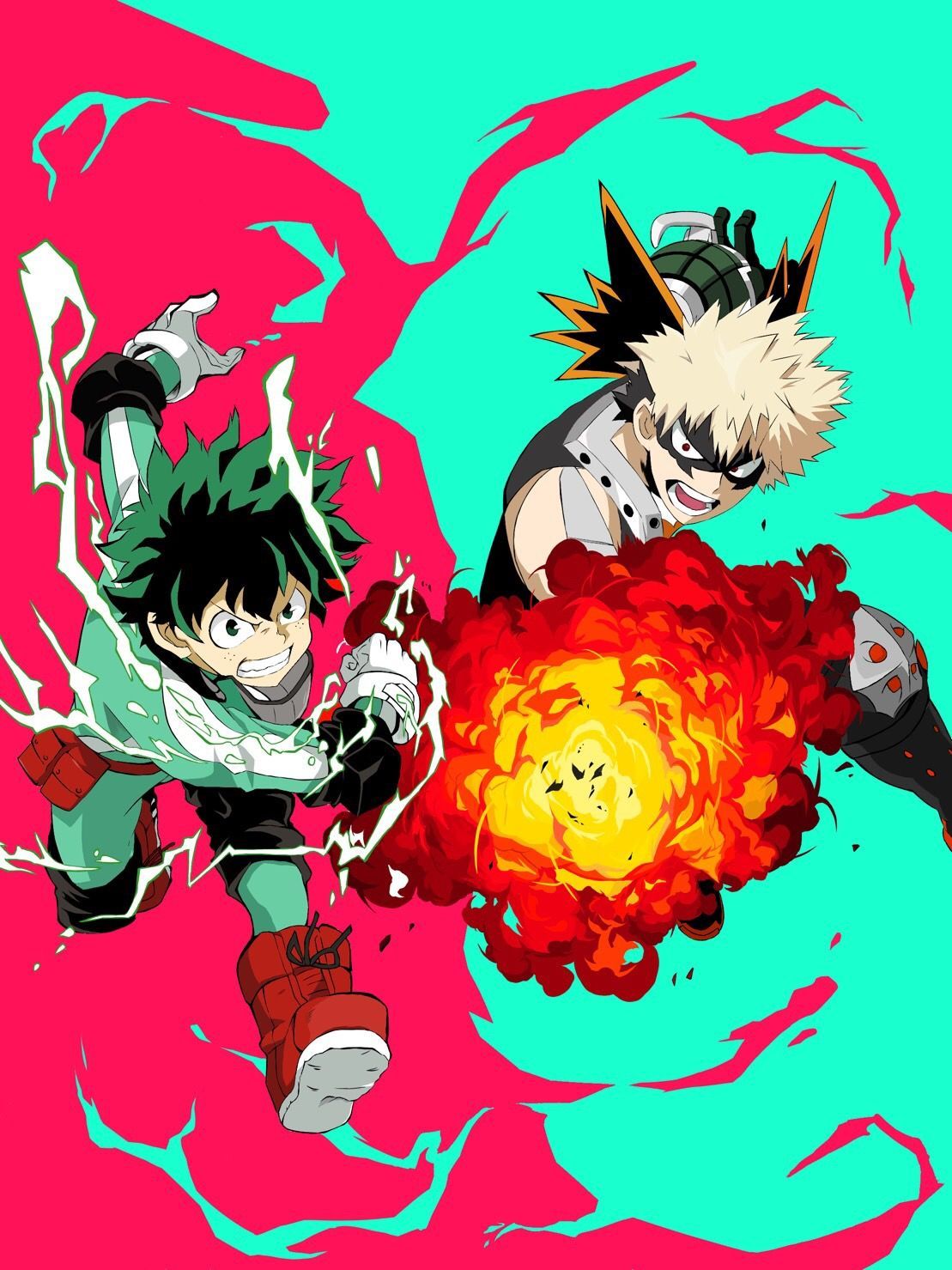 Deku e Bakugou, My Hero Academia, anime shonen, 1109x1479 Full HD Verticale, Smartphone