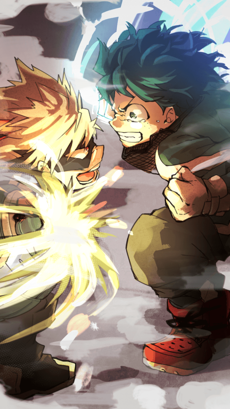 Bakugou e Deku scontro, One For All, 750x1334 Full HD Verticale, iPhone