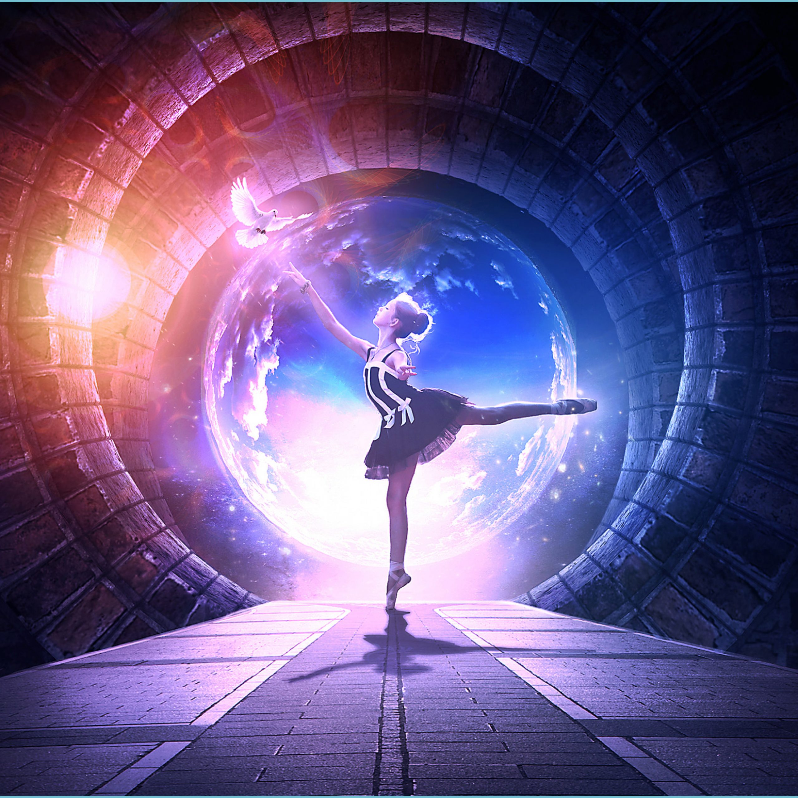 Ballerina in tunnel cosmico, 2560x2560 2K+, Laptop