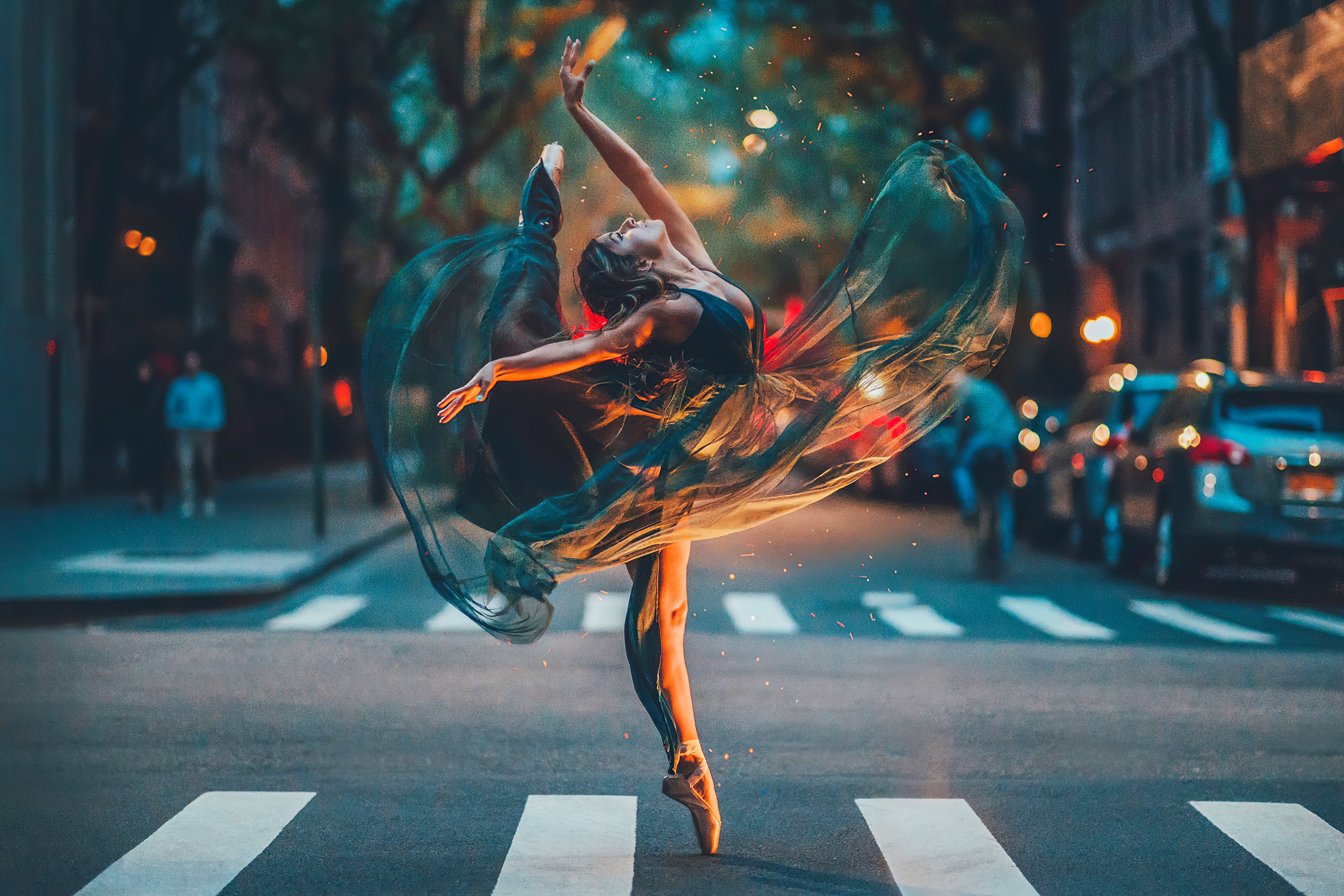 Ballerina su strada urbana, 3840x2561 4K, Desktop 4K